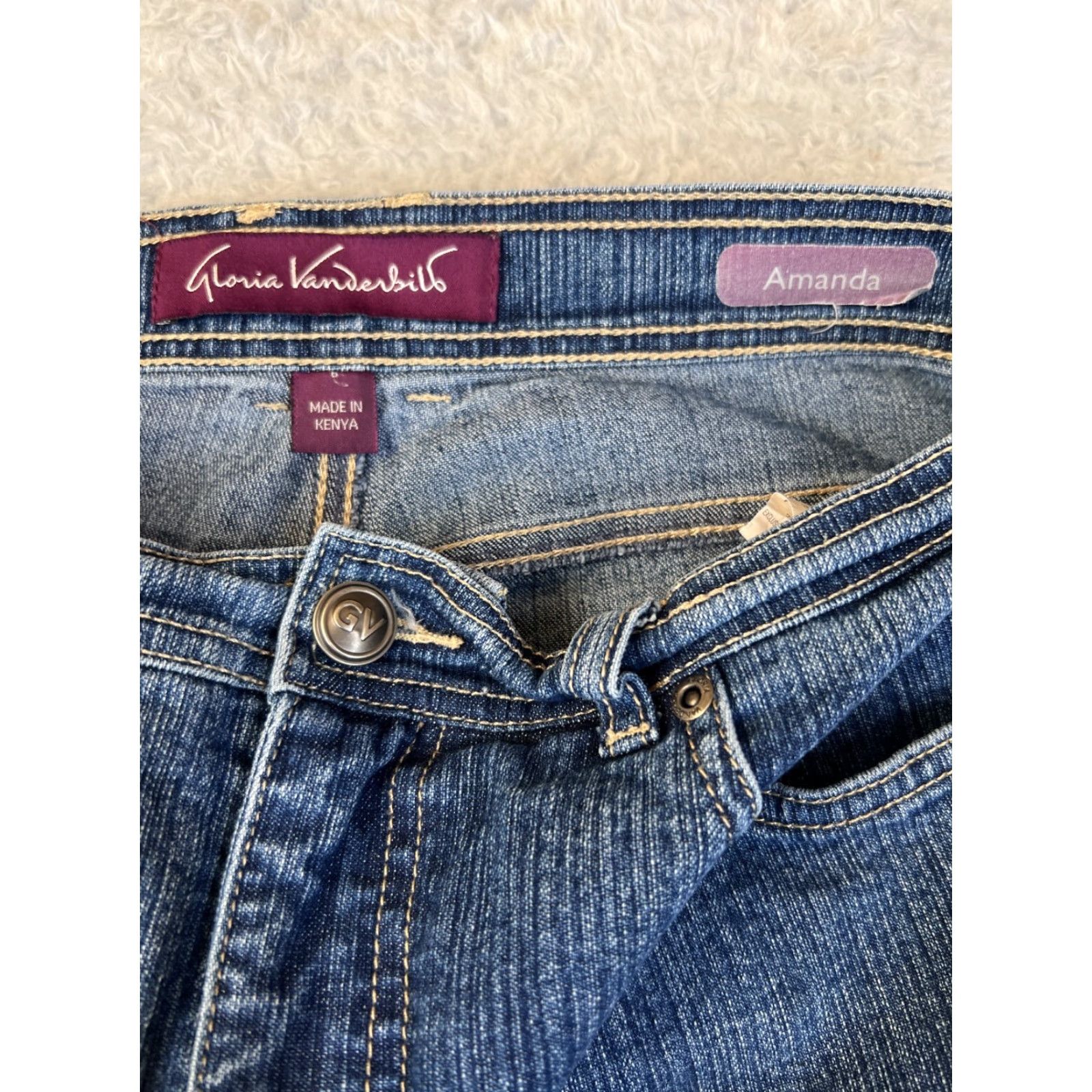 Gloria Vanderbilt Gloria Vanderbilt Jeans Womens 6 Blue Denim Amanda Medium Wash Straight Zip Fly Adult Regular Size 28" / US 6 / IT 42 - 4 Thumbnail