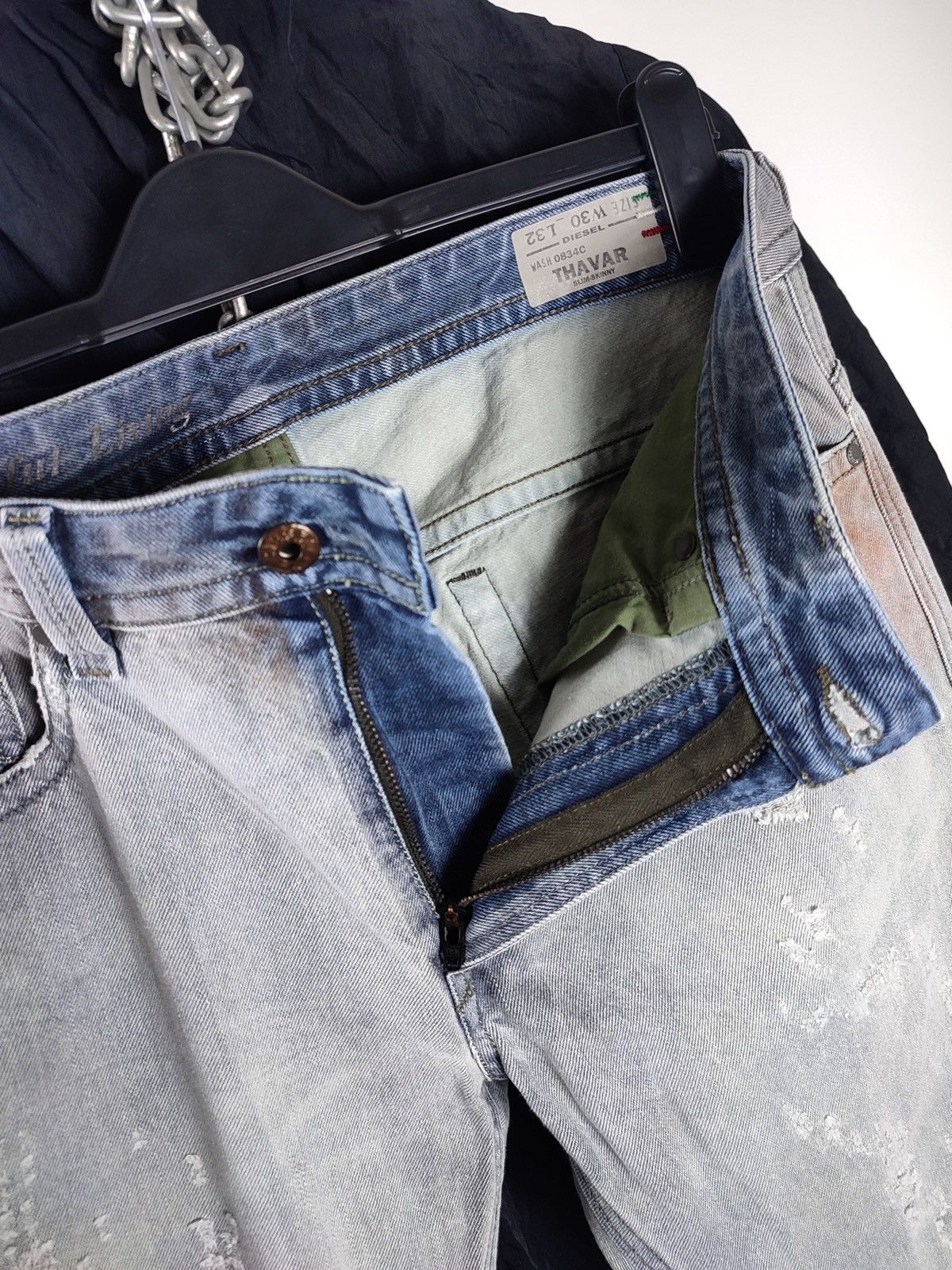 Diesel Diesel Rust Thavar Painted Distressed Slim Fit Denim Jeans Size US 30 / EU 46 - 7 Thumbnail