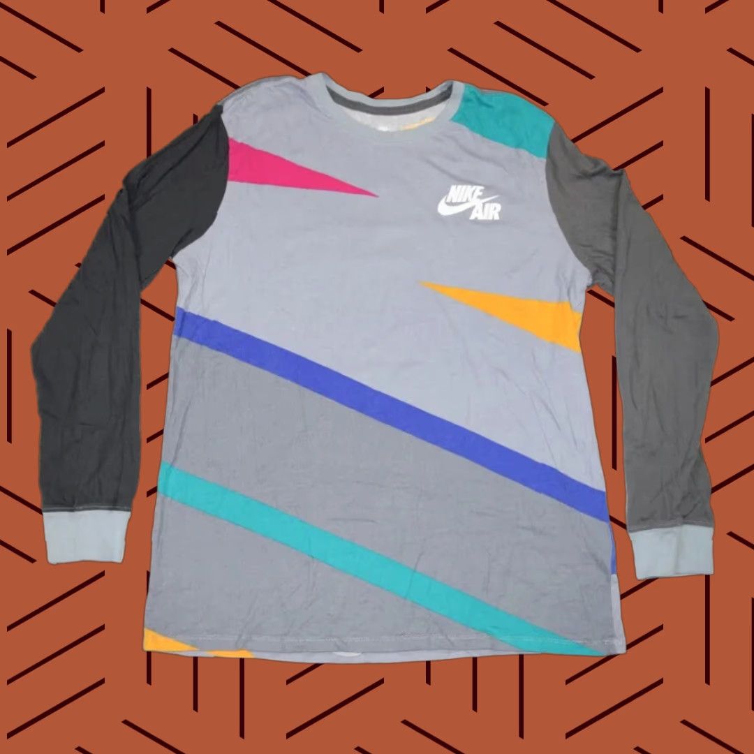 Nike NIKE AIR LONG SLEEVE TEE GEOMETRIC GREY COTTON BLEND MENS L Size US L / EU 52-54 / 3 - 1 Thumbnail