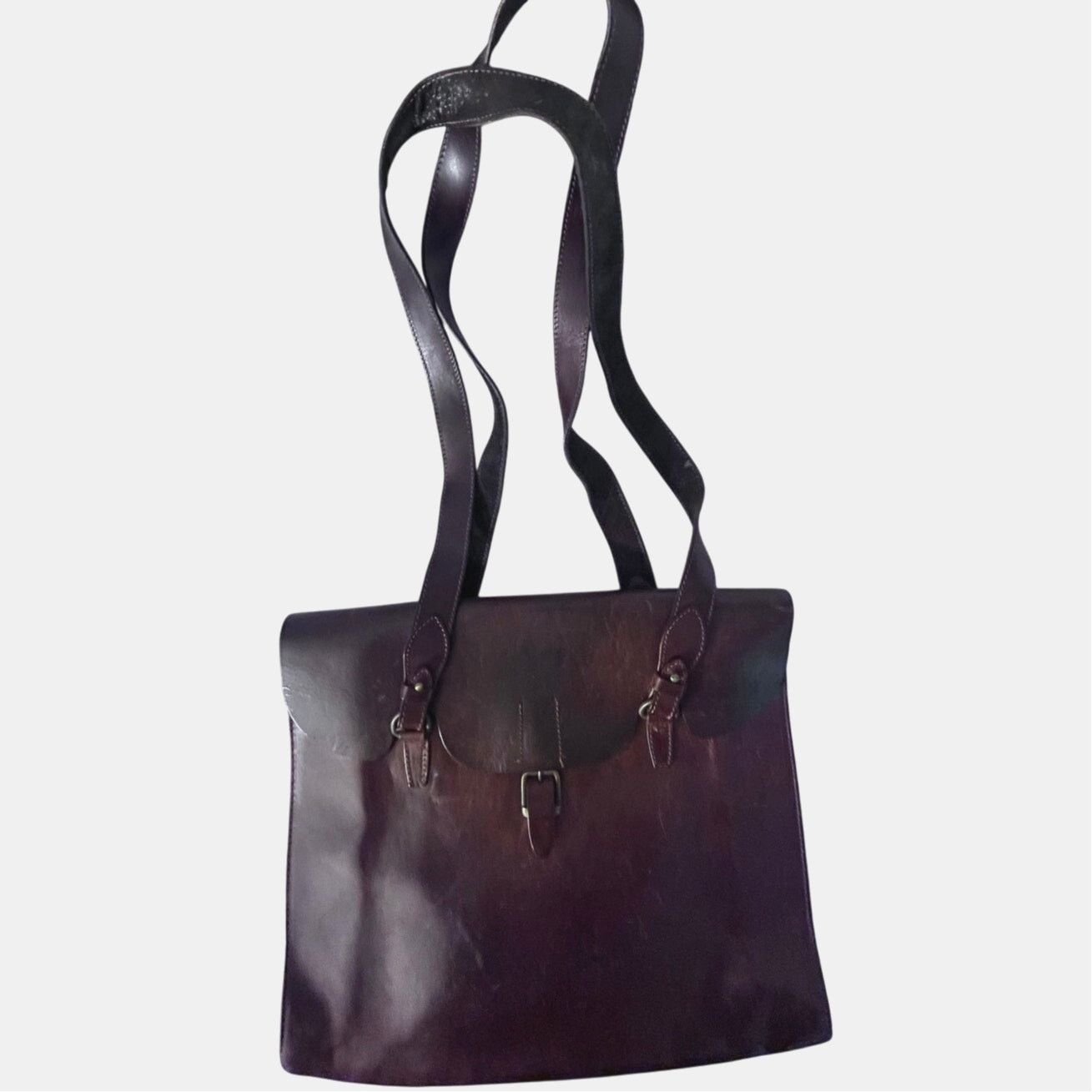 Other Vintage Handmade, Brown Leather Shoulder Bag Flap Closure Size ONE SIZE - 2 Thumbnail