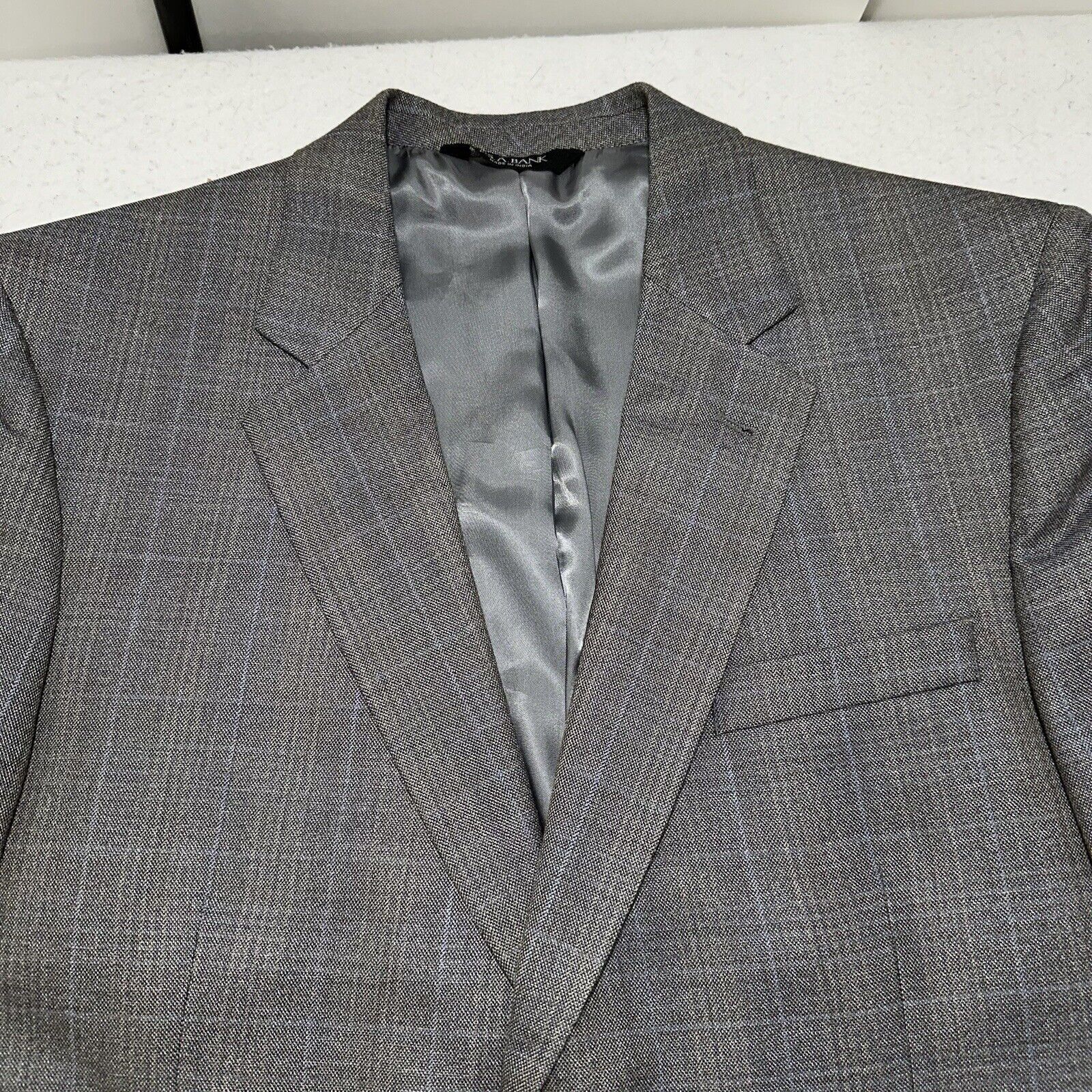 Jos. A. Bank Jos. A. Bank 43R Silk Wool Gray Plaid Striped Suit Jacket Size 42R - 2 Thumbnail