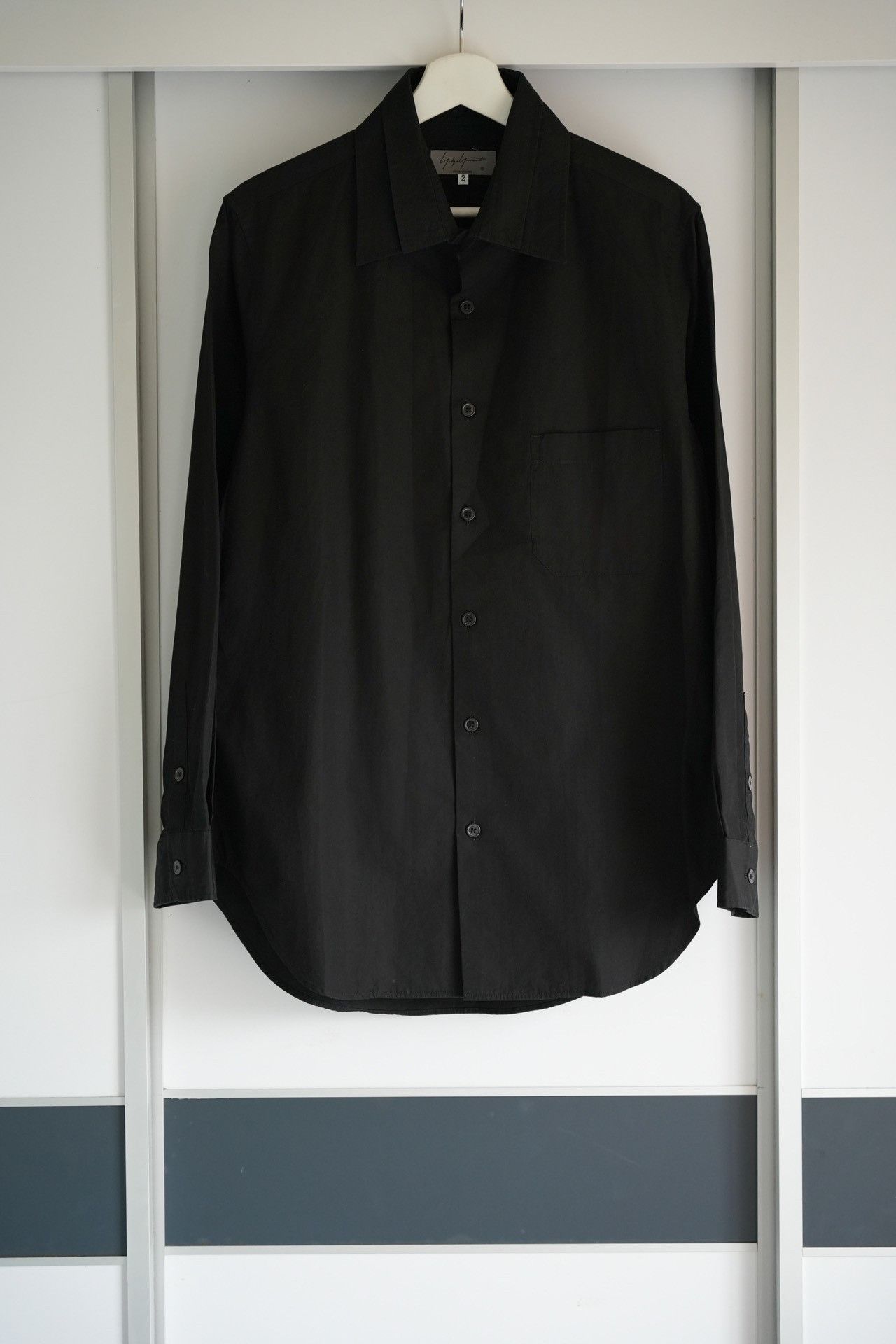 image of Yohji Yamamoto 19Aw Double Collar Black Shirt, Men's (Size Medium)