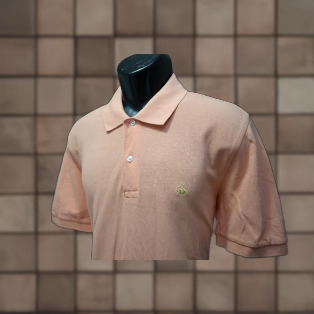 Brooks Brothers Performance Golf Polo Slim Fit Short Sleeve Mens Size Large  Light Orange Cotton Polo