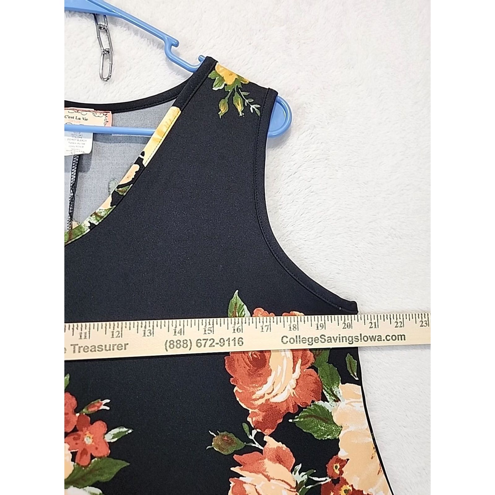 Vintage VINTAGE C'est La Vie Tank Top Women XL Black Floral A Line Swing Tunic V-Neck Shirt Size XL / US 12-14 / IT 48-50 - 5 Thumbnail