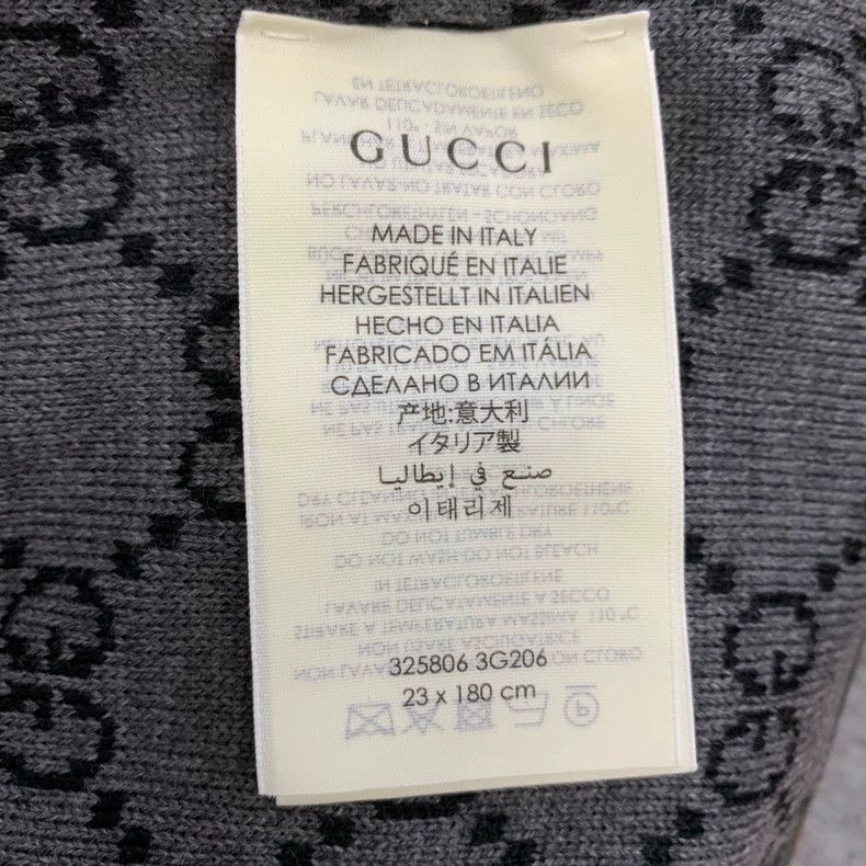 Gucci Gucci Gray Double G Logo Wool Scarf-2506 Size ONE SIZE - 5 Thumbnail