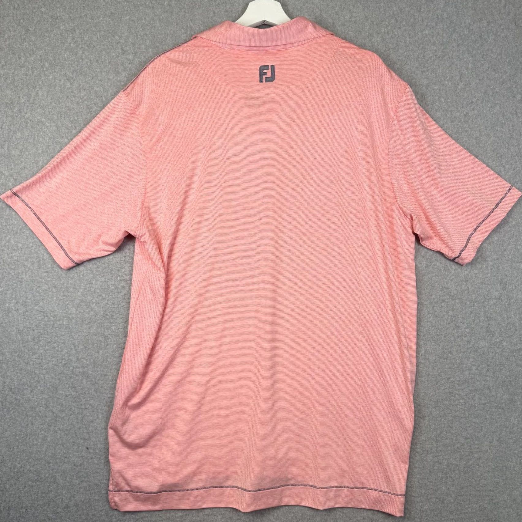 Footjoy FootJoy Polo Shirt Men L Coral Orange Striped Golf Performance Short Sleeve Size US L / EU 52-54 / 3 - 6 Thumbnail