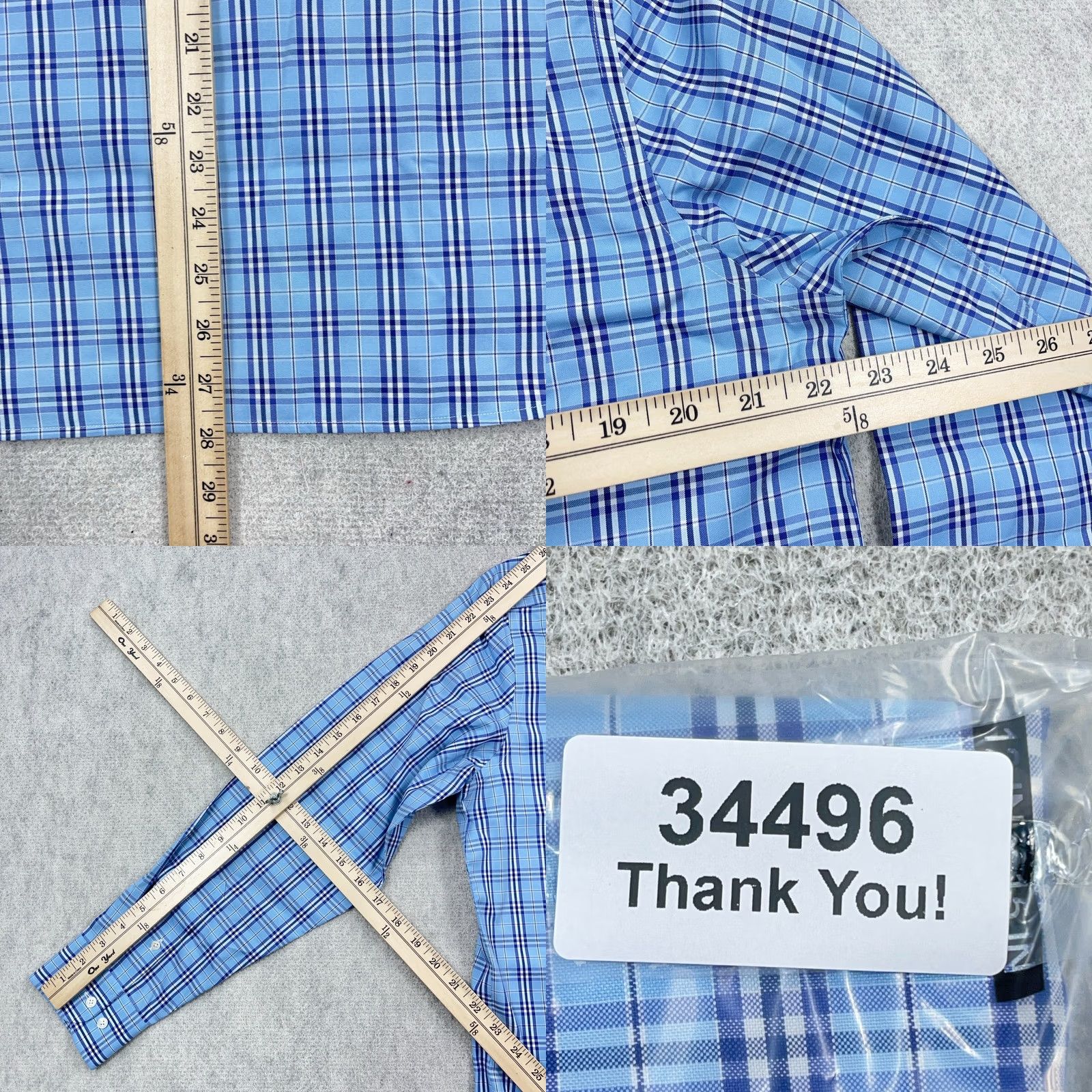Vintage VINTAGE Peter Manning Shirt Men 4X Blue Plaid Button Up Everyday Standard Fit Dress Size 48R - 8 Thumbnail