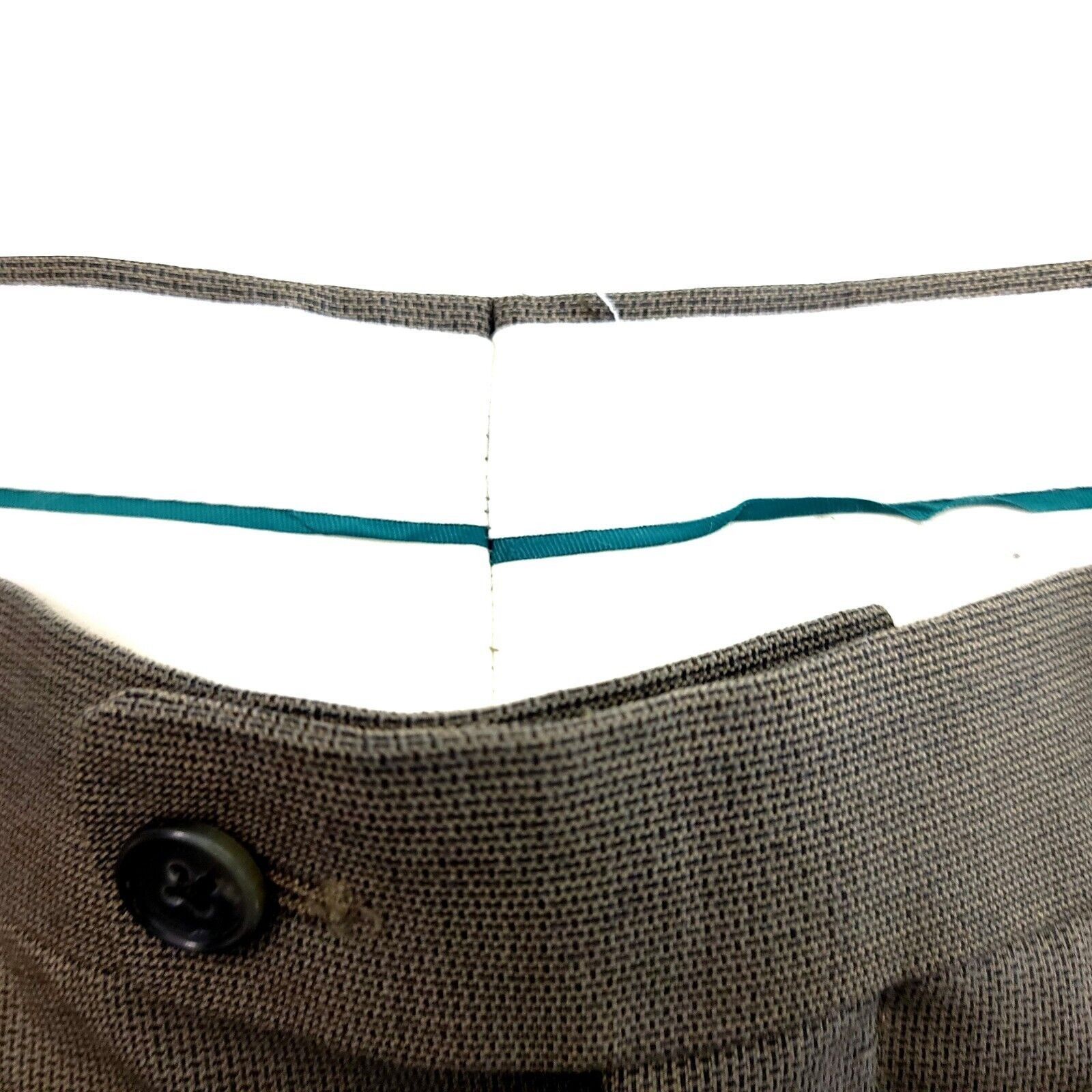 Vintage Greg Peters No Belt Loops Green Beige Wool Basket Weave Dres Size 34R - 4 Thumbnail