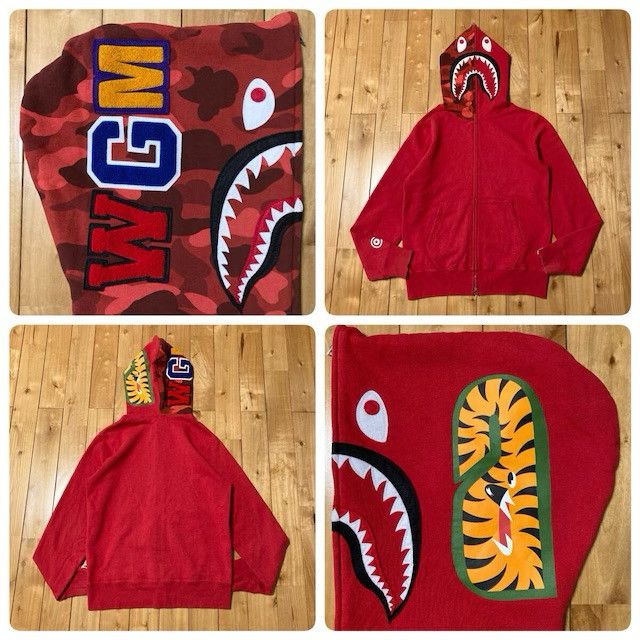 Bape BAPE Red x Red Camo Shark Full Zip Hoodie a bathing ape Size US M / EU 48-50 / 2 - 1 Thumbnail