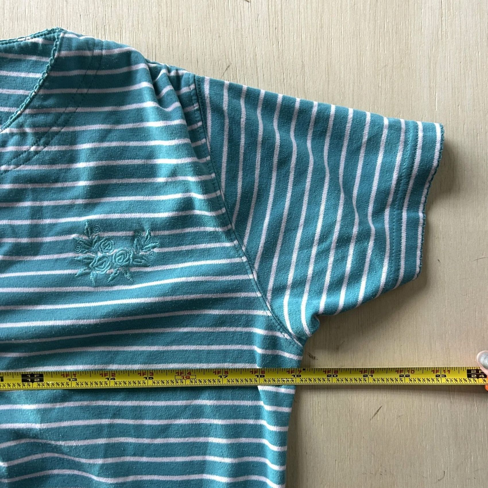 Vintage Lindsey Blake Shirt Womens Petite Small Blue Striped Embroidered Henley Top Size S / US 4 / IT 40 - 3 Thumbnail