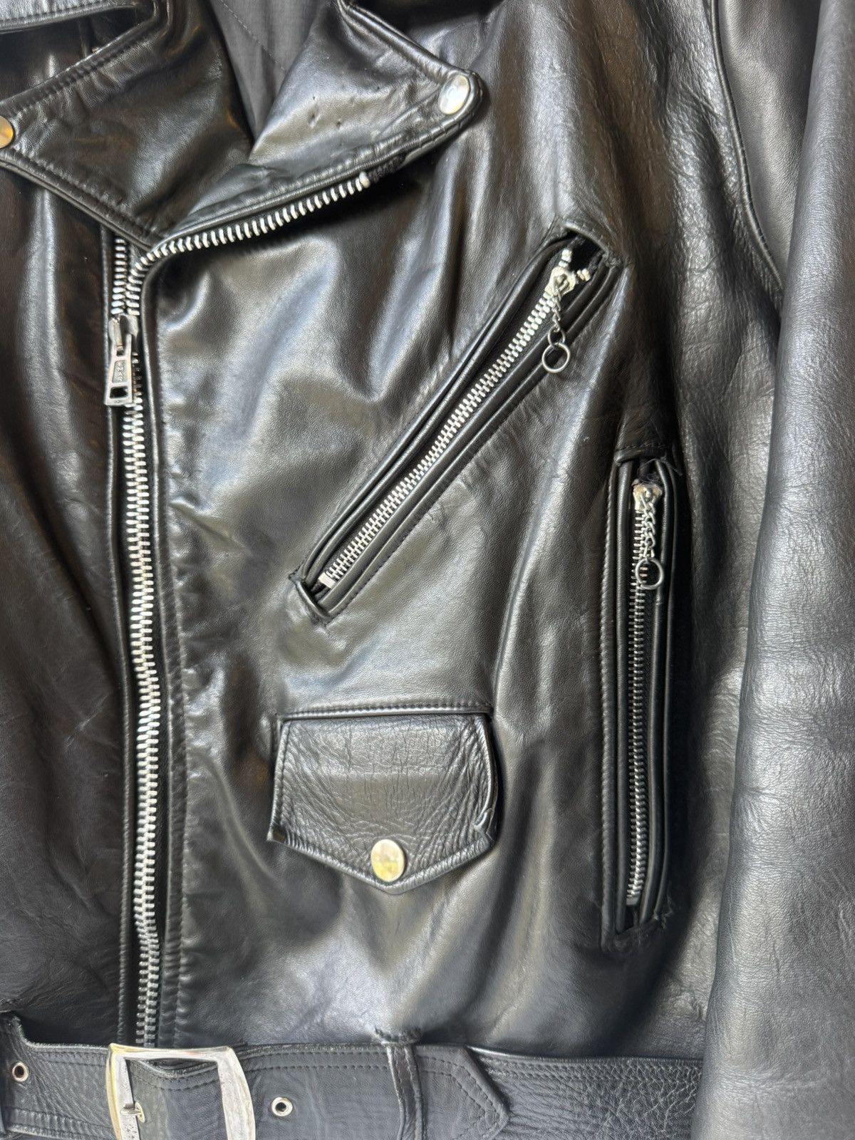 Vintage Vintage 60s Leather Biker Jacket Size US L / EU 52-54 / 3 - 4 Thumbnail
