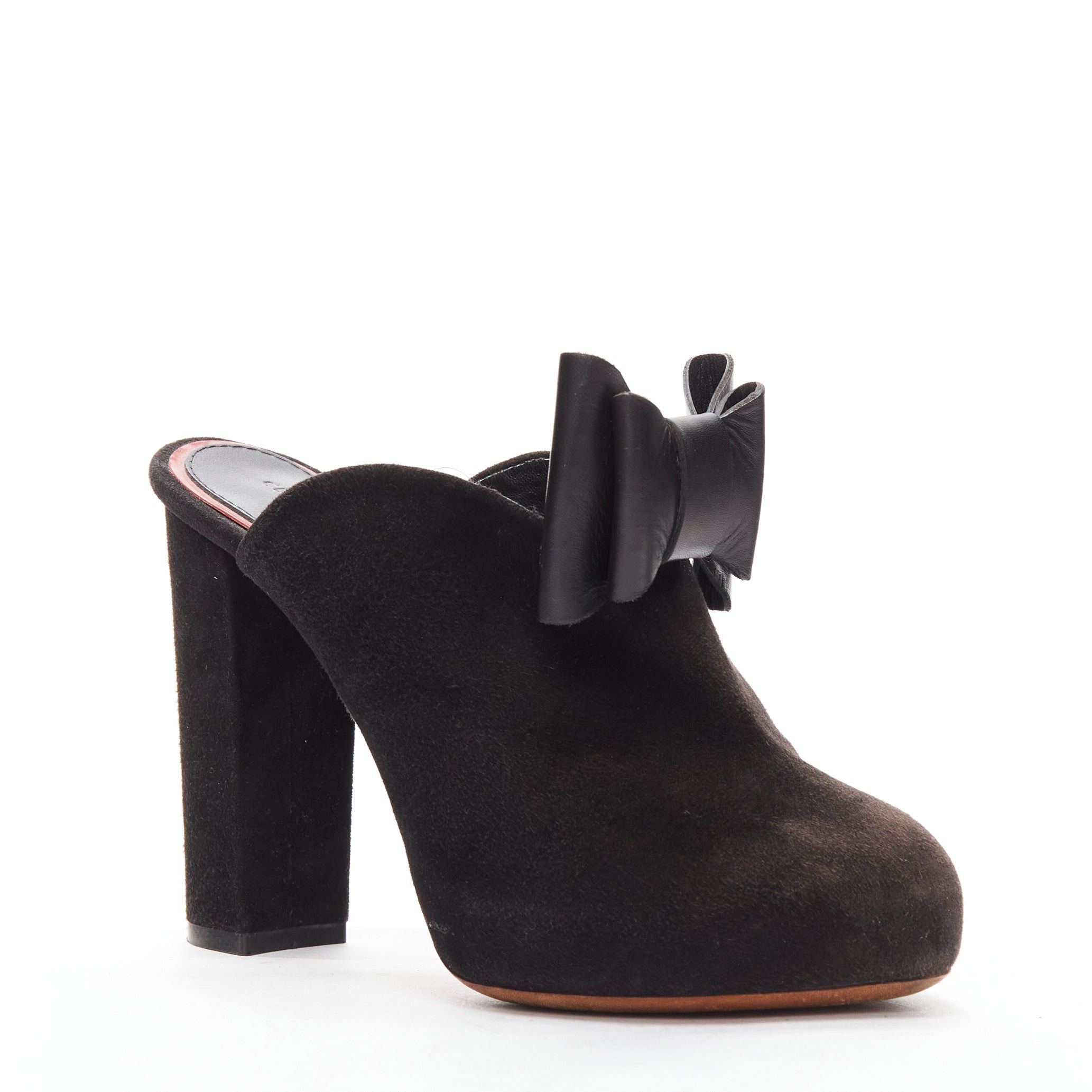 Celine OLD CELINE Phoebe Philo black suede bow high heel mules EU36.5 Size US 6.5 / IT 36.5 - 1 Thumbnail