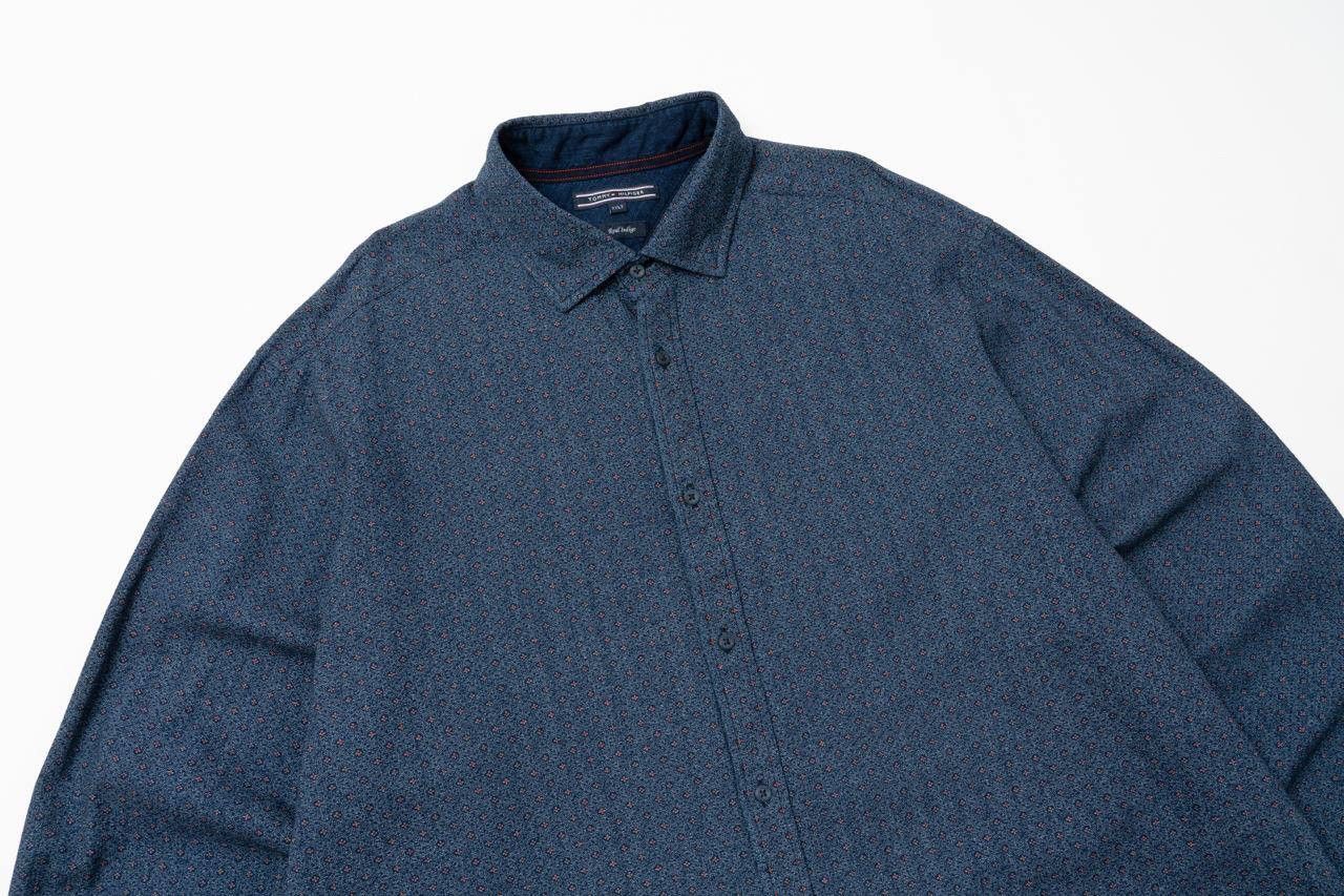 Tommy Hilfiger 🔵TOMMY HILFIGER Real Indigo Flower Print Button Down Shirt Size US XXL / EU 58 / 5 - 6 Thumbnail