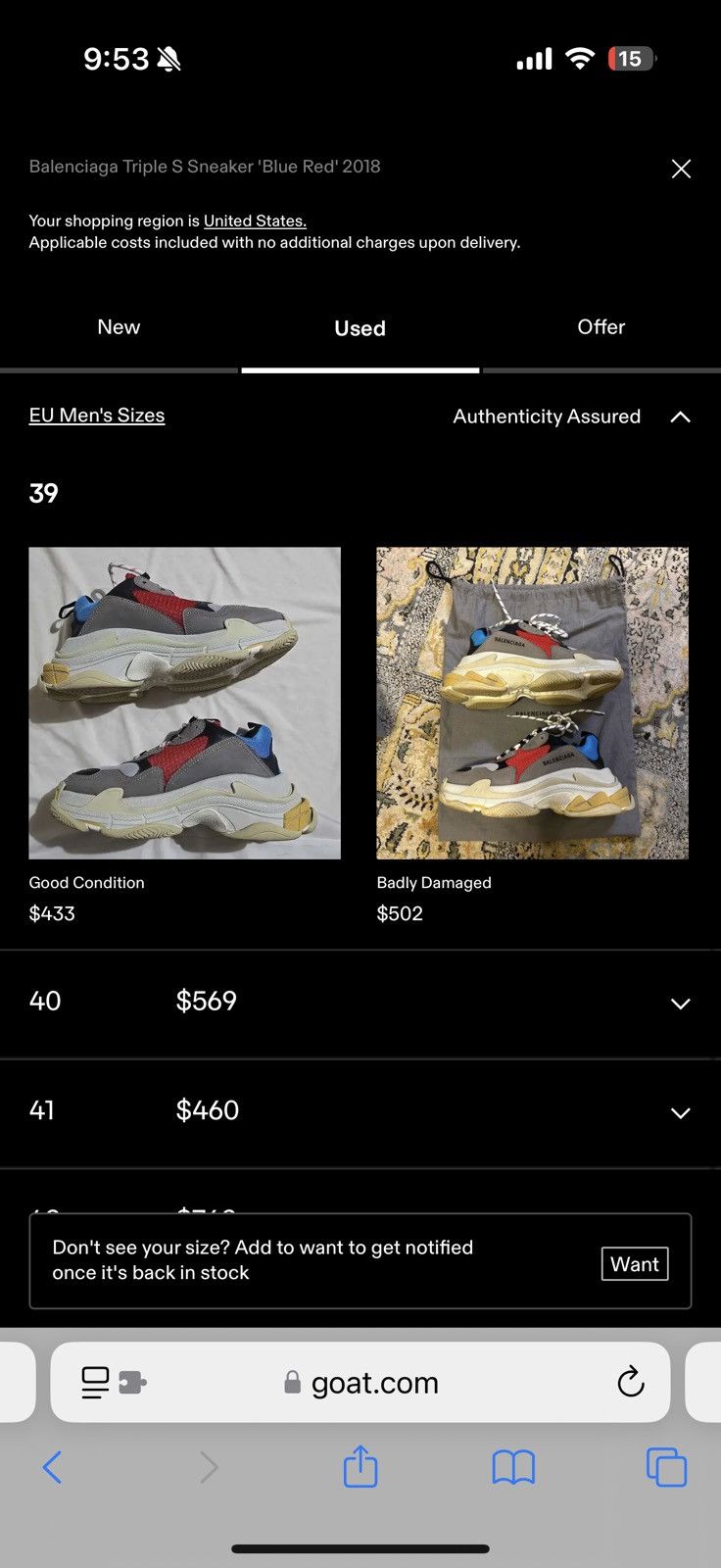 Balenciaga 2018 Balenciaga triple s grey red blue Size US 6.5 / EU 39-40 - 14 Thumbnail