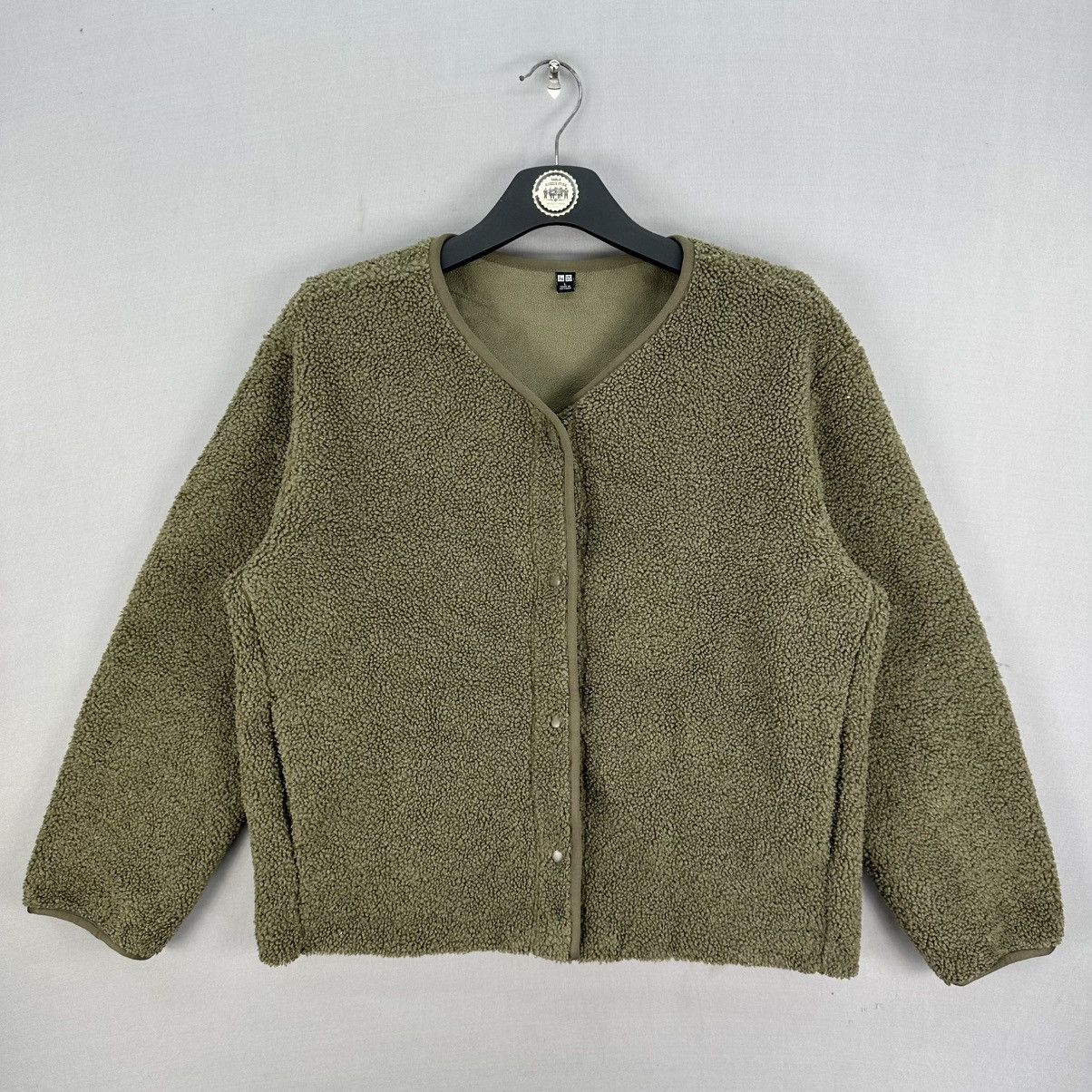 Japanese Brand × Uniqlo Uniqlo Deep Pile Fleece Sherpa Olive Green Cardigan Size M / US 6-8 / IT 42-44 - 1 Thumbnail