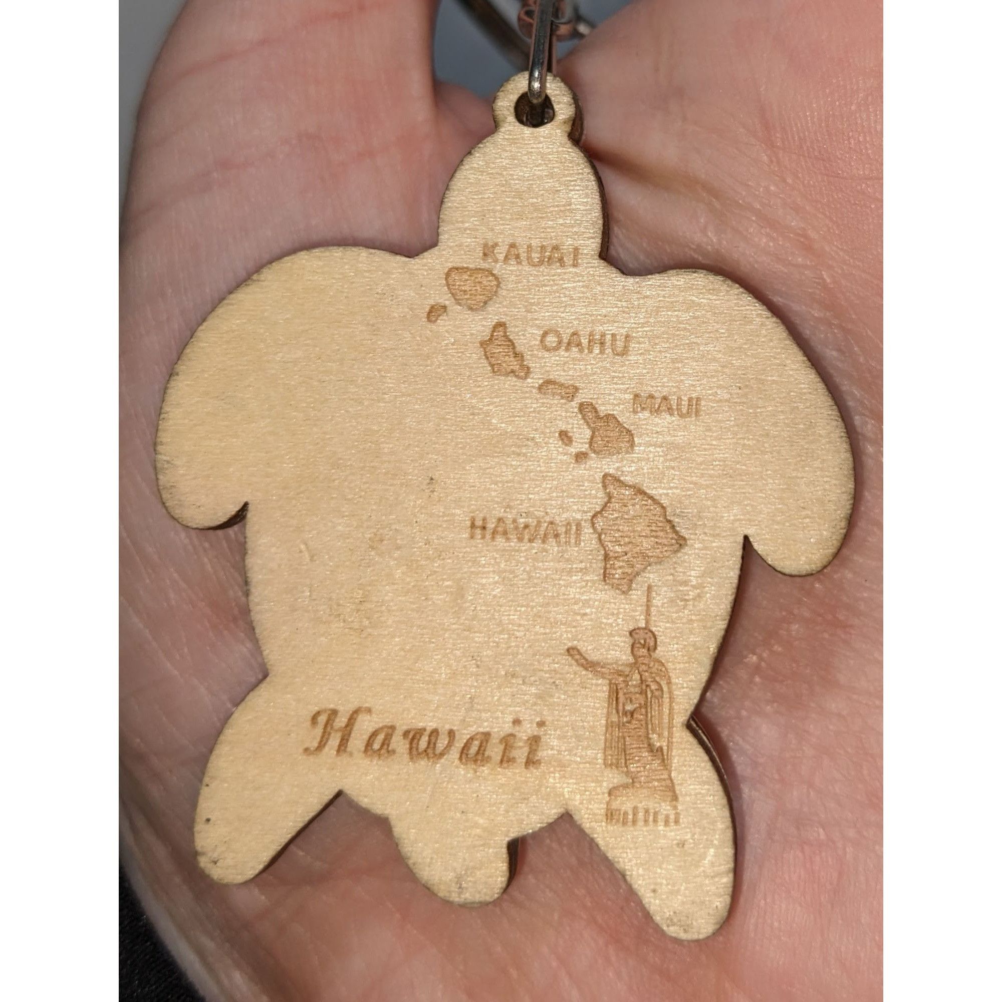 Other Hawaiian Wooden Turtle Keychain With Glass Beads & Island Ma Size ONE SIZE - 2 Thumbnail