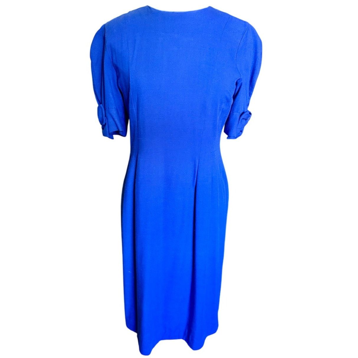 Neiman Marcus Vintage 70’s ILGWU Neiman Marcus Blue Sheath Dress Small Med Size S / US 4 / IT 40 - 1 Thumbnail