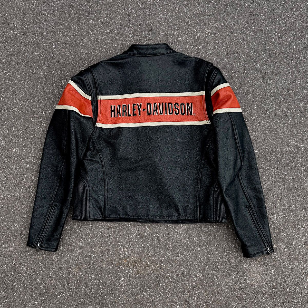 Harley Davidson Leather jacket Harley Davidson black orange motorcycle usa Size L / US 10 / IT 46 - 2 Thumbnail