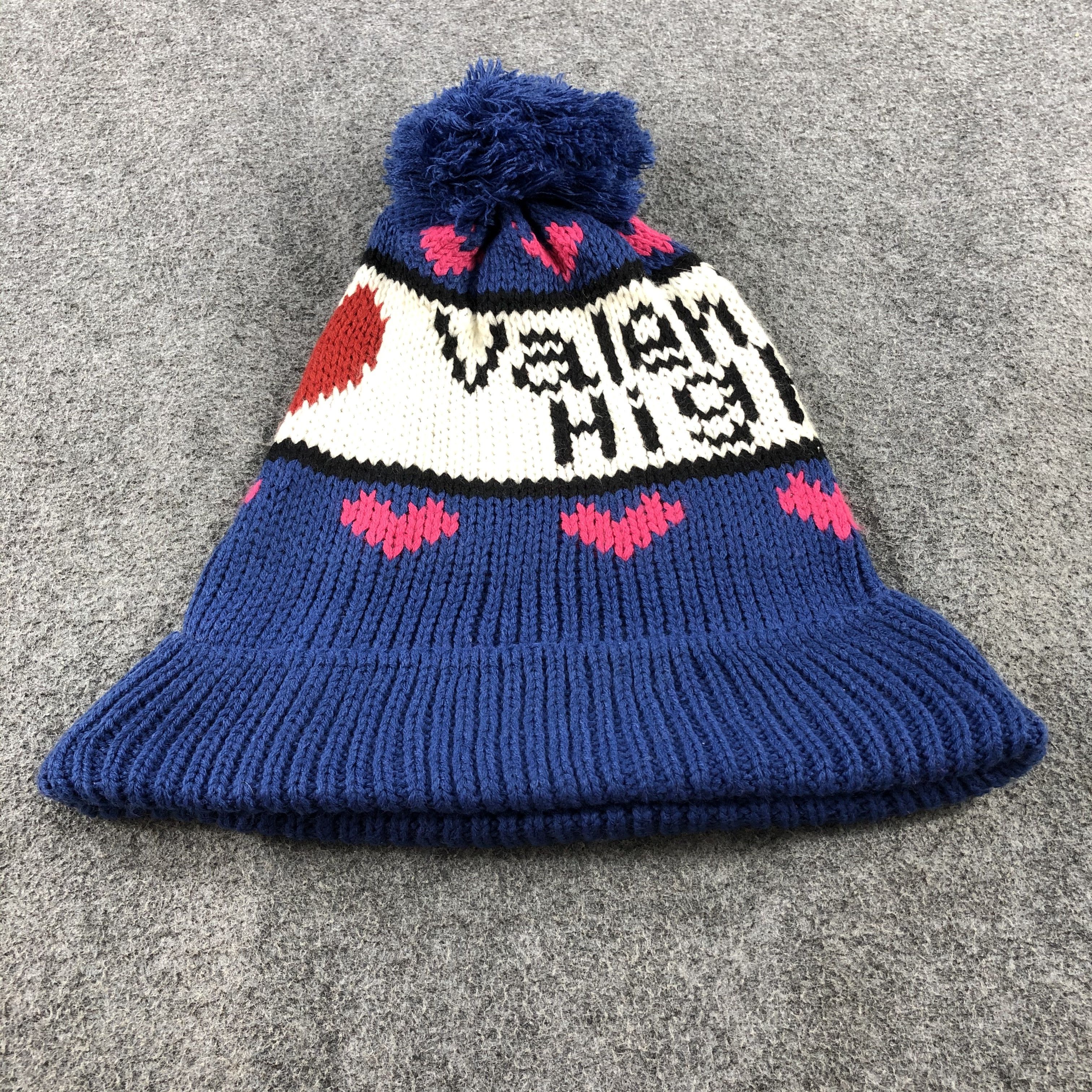 Vintage I Love Valentine High Bobble Beanie Snowcap Snow Hat B485 Size ONE SIZE - 3 Thumbnail