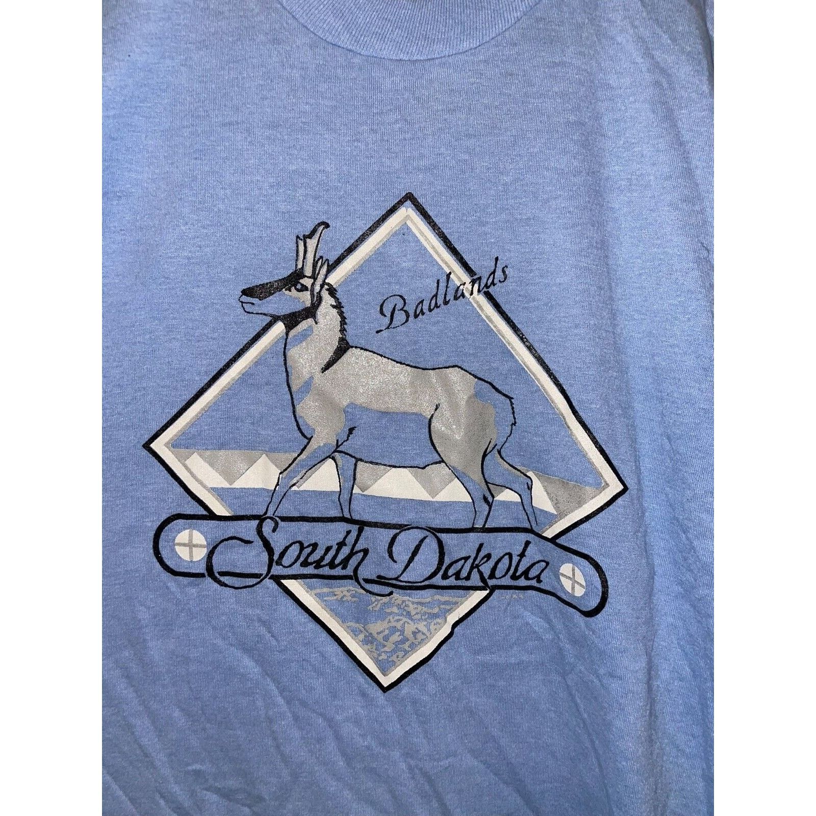 Russell Athletic Vintage Antelope Shirt Badlands SD 80s USA Made Blue Tee VTG Size US M / EU 48-50 / 2 - 2 Thumbnail