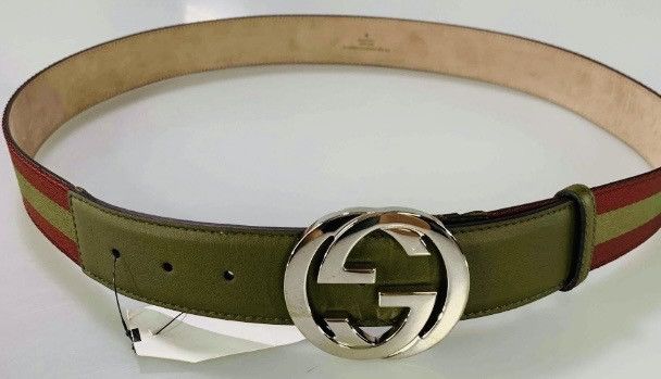 Gucci Gucci 🇮🇹 GG Medallion Interlocking web stripe belt 105 42 NEW Size 42 - 4 Thumbnail