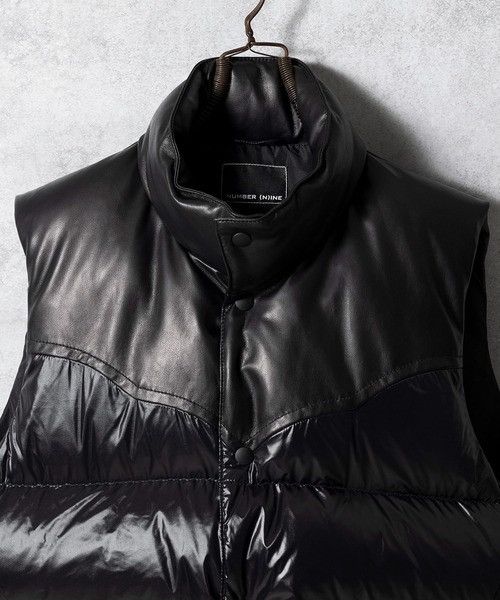 Number (N)ine Number nine COMBINATION DOWN VEST Nylon Leather Size US XL / EU 56 / 4 - 3 Thumbnail