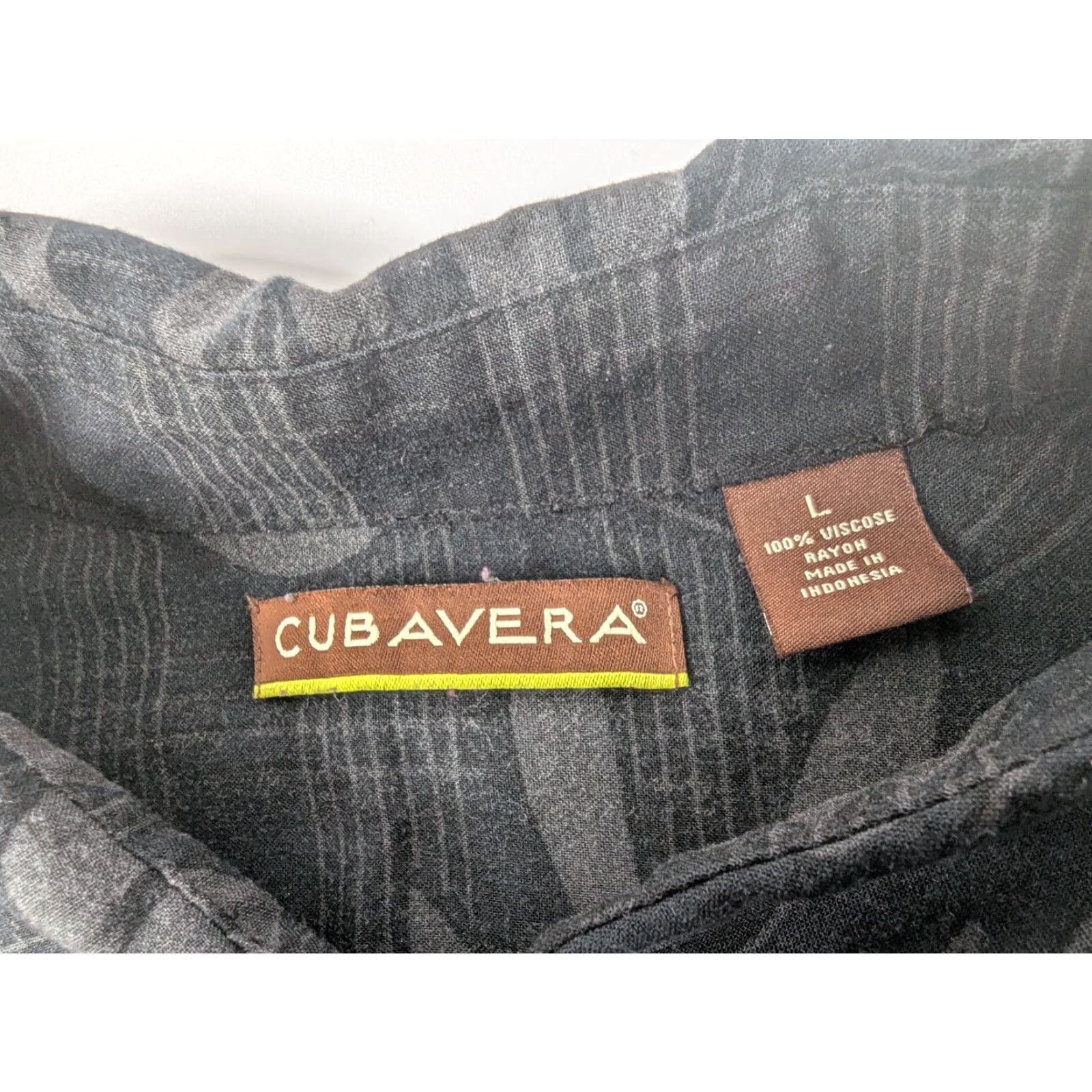 Cubavera Cubavera Shirt Mens L Black Tropical Button Up Short Sleeve Hawaiian Rayon Viscose Size US L / EU 52-54 / 3 - 7 Thumbnail