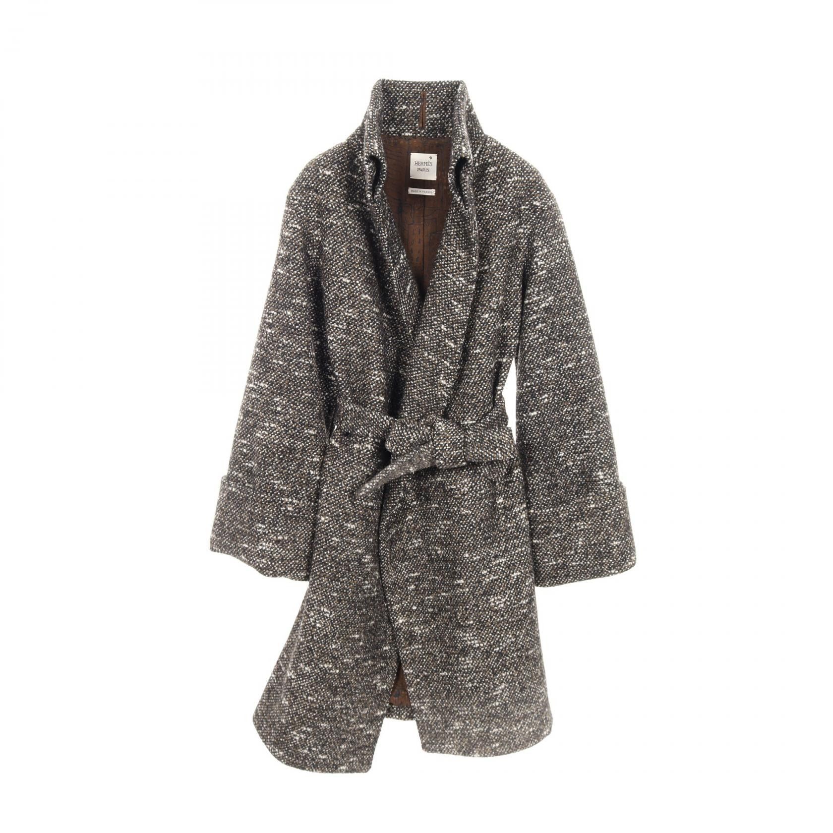 Hermes Hermes Cashmere Wool Coat Leather Outerwear DUTY FREE for USA