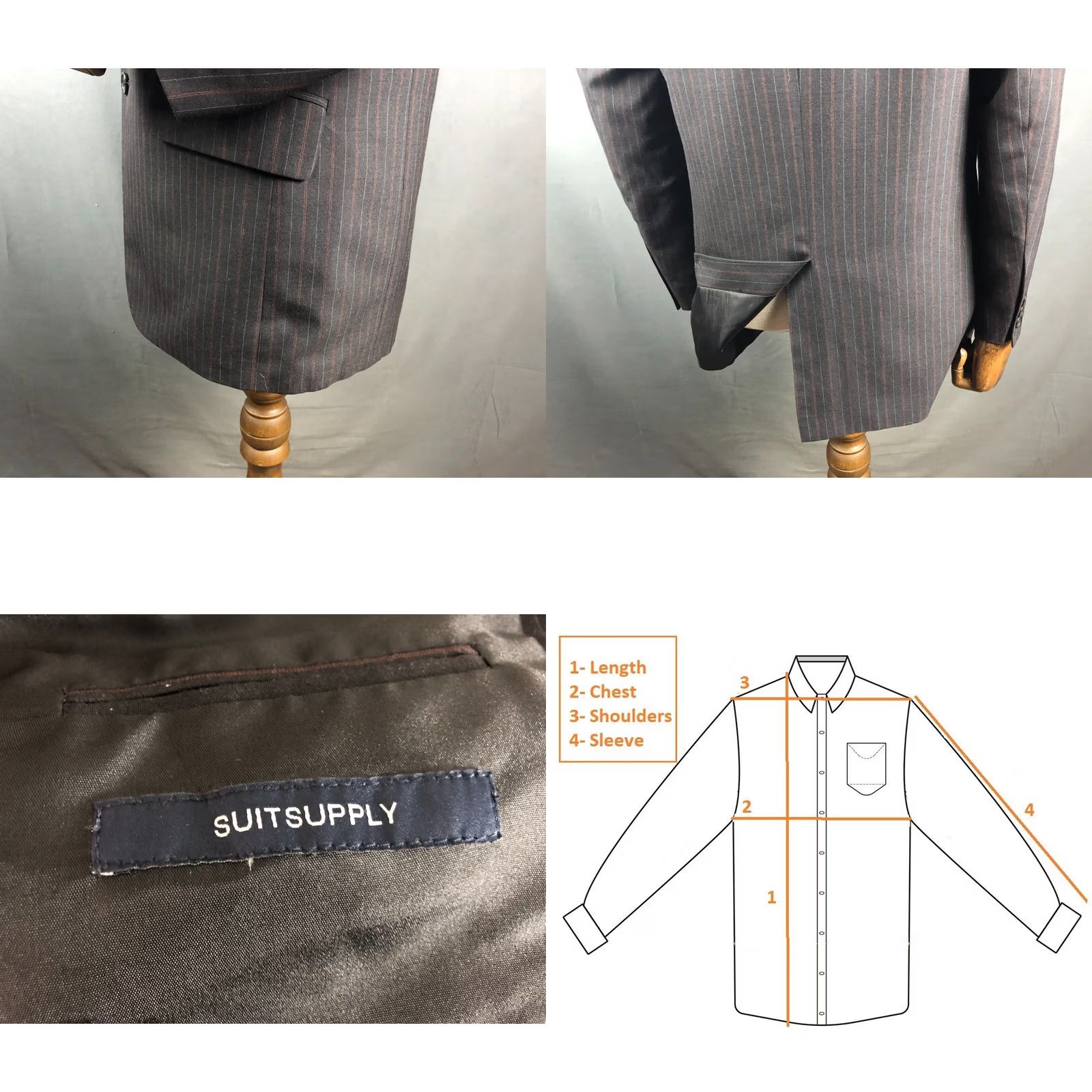 Suitsupply Suitsupply Blazer Wool Men Black Striped Size 44L - 8 Thumbnail