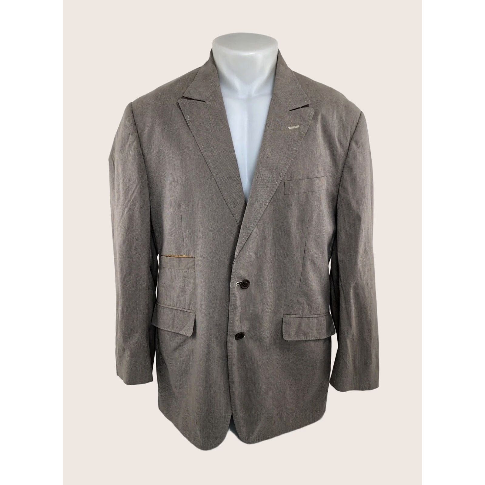 Robert Graham Robert Graham Pinstripe Blazer Jacket Mens 44 Gray Brown Cotton Regular Size 44 Blazer Mens XX Size 44R - 1 Thumbnail