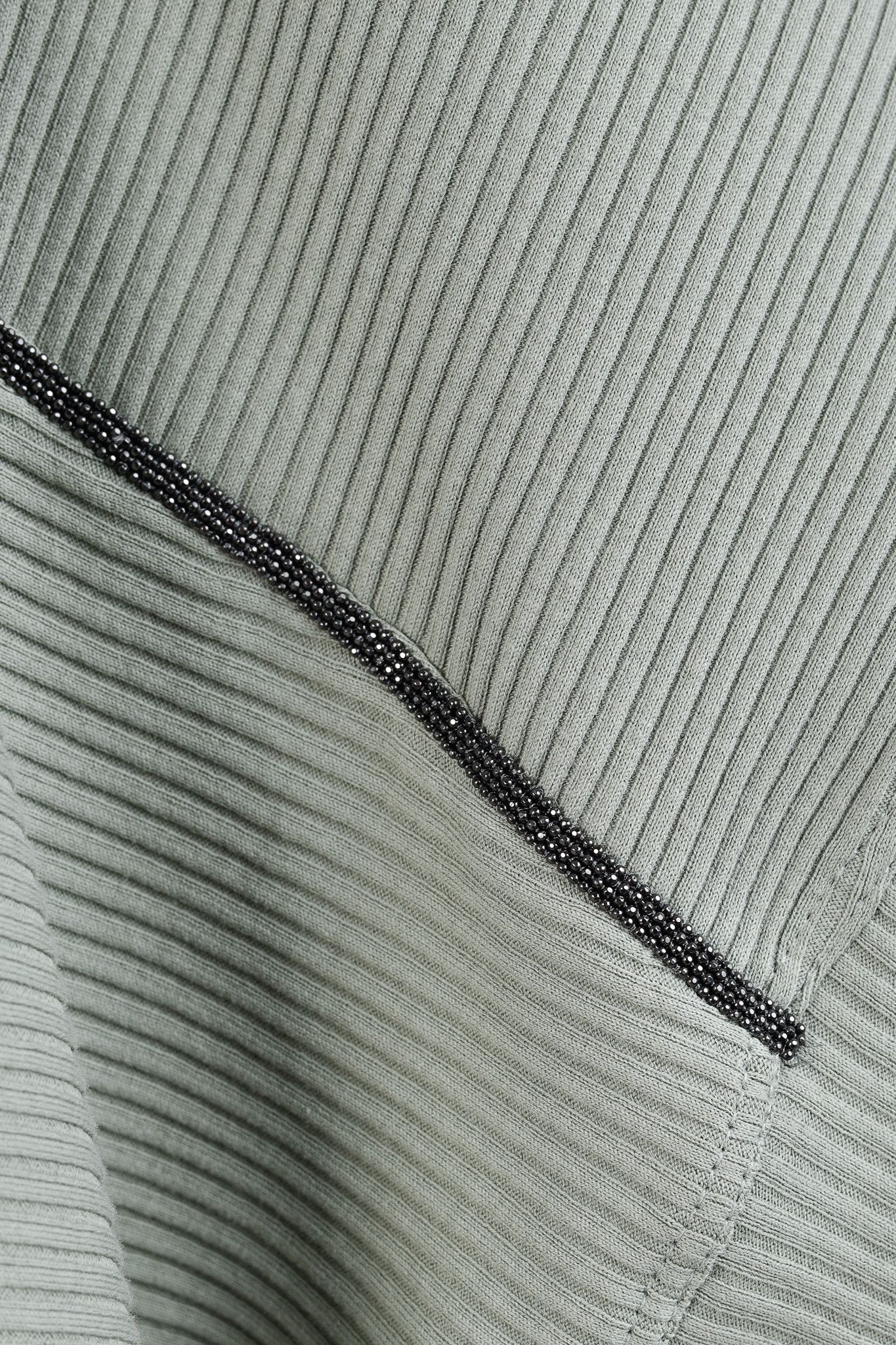 Brunello Cucinelli Brunello Cucinelli Monili Trim Ribbed V-Neck Cotton Tee Size L / US 10 / IT 46 - 6 Thumbnail