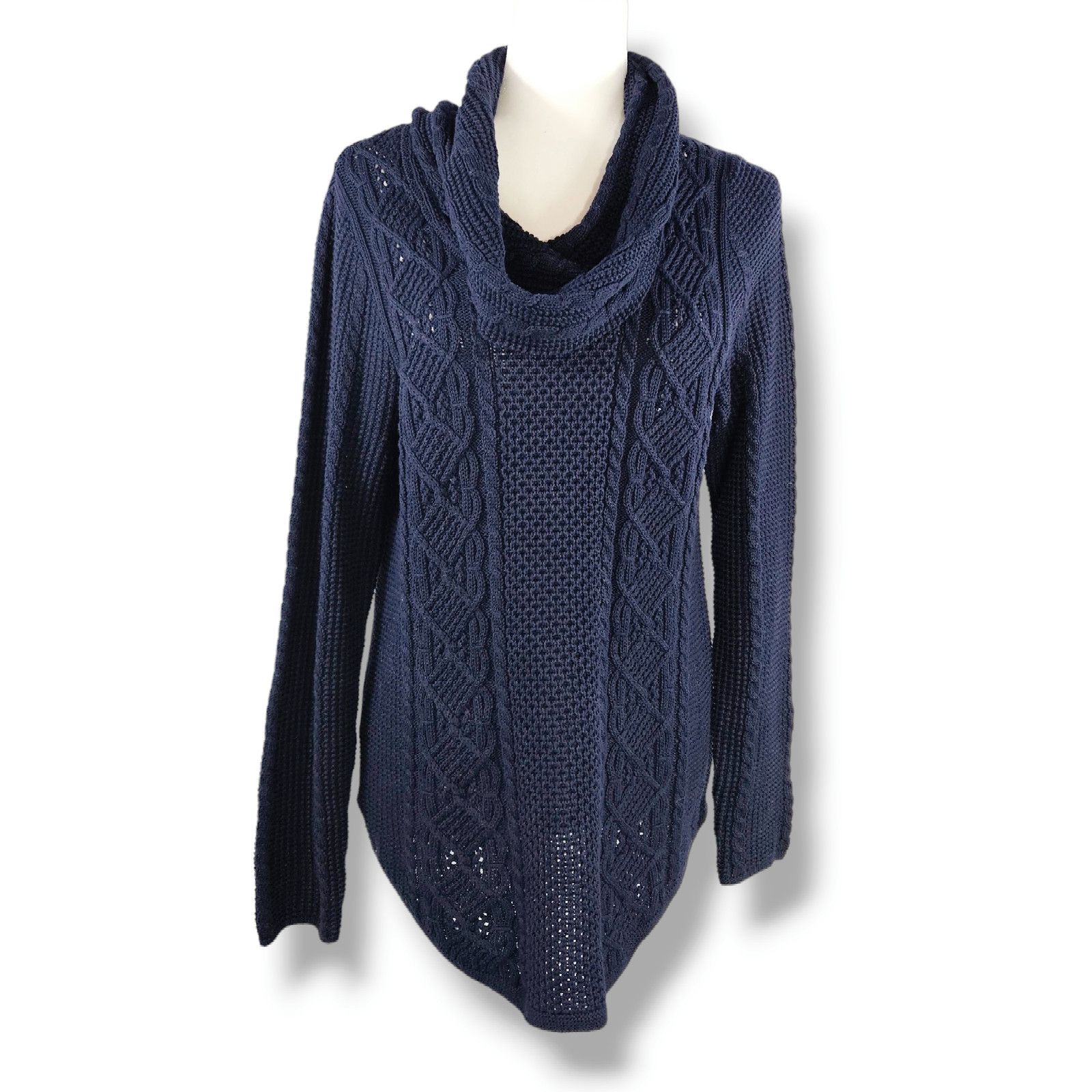 Other EUC Jeanne Pierre Cable Knit Cowl Neck Cotton Sweater Sz. M Size M / US 6-8 / IT 42-44 - 2 Thumbnail