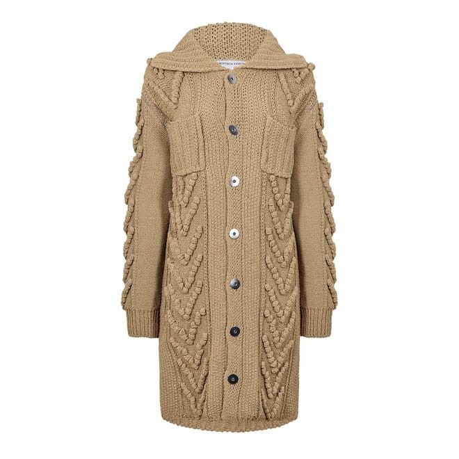 Bottega Veneta Hooded Relaxed Fit Coat in Neutral