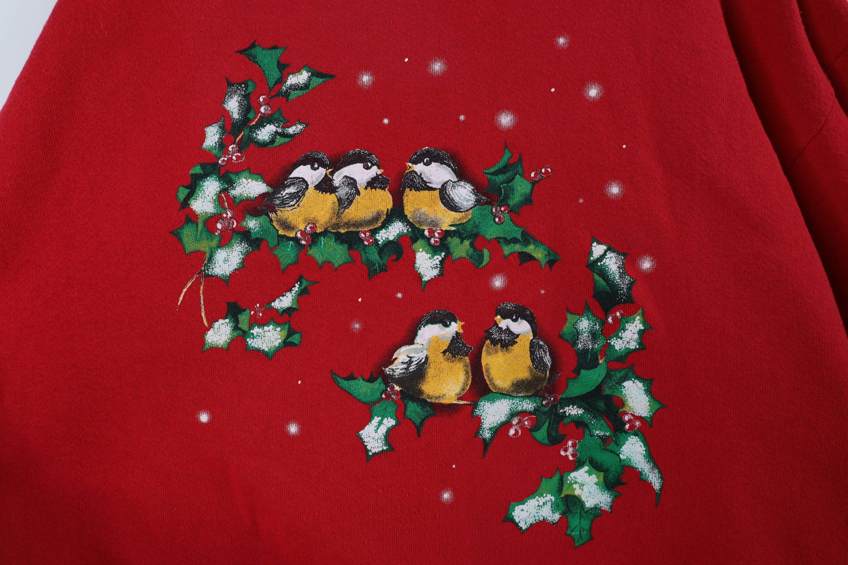 Vintage Vintage 90s Streetwear Christmas Mistletoe Birds Sweatshirt Size L / US 10 / IT 46 - 4 Thumbnail