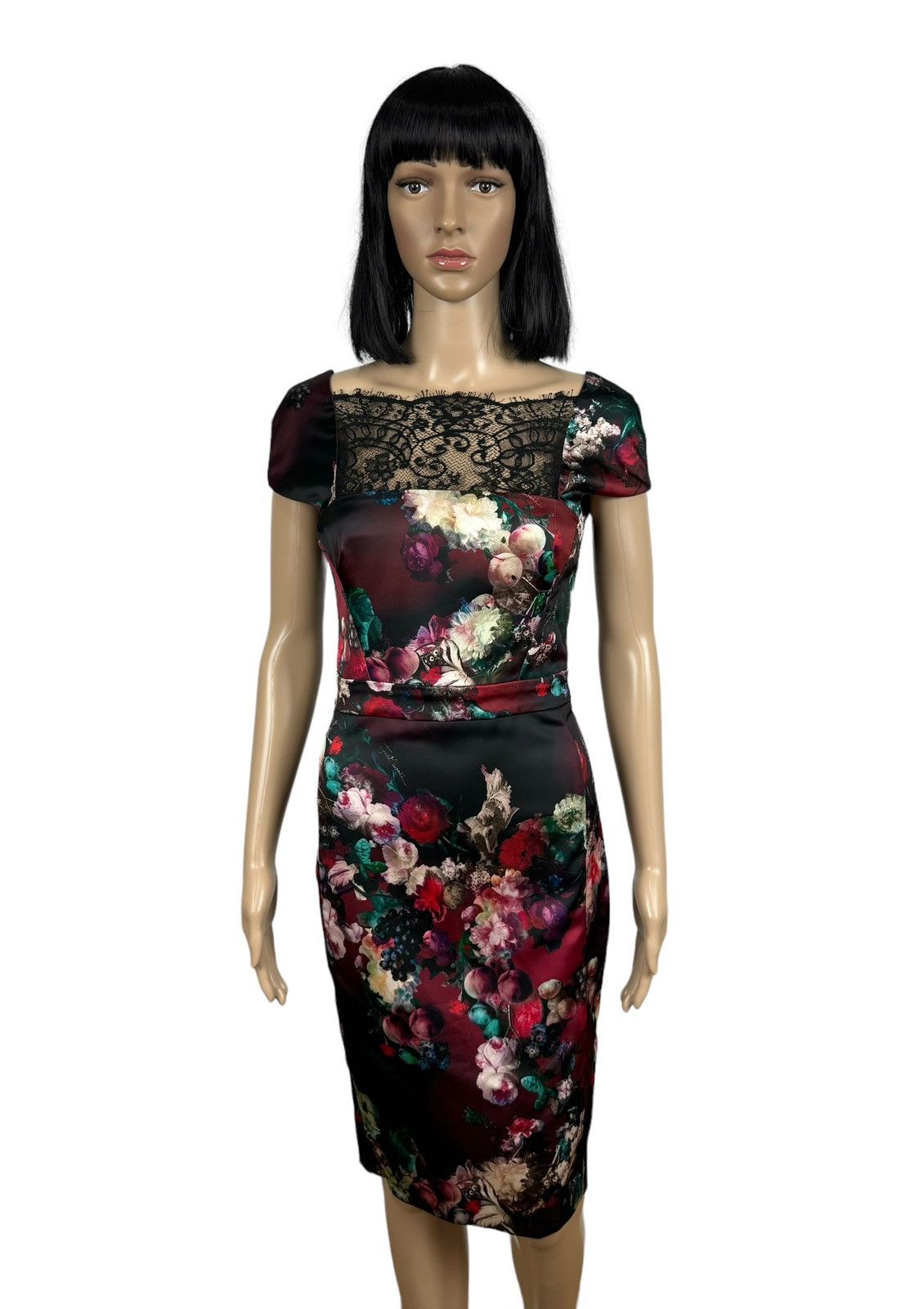 JUST CAVALLI Satin Dress Floral/Fruit size 40