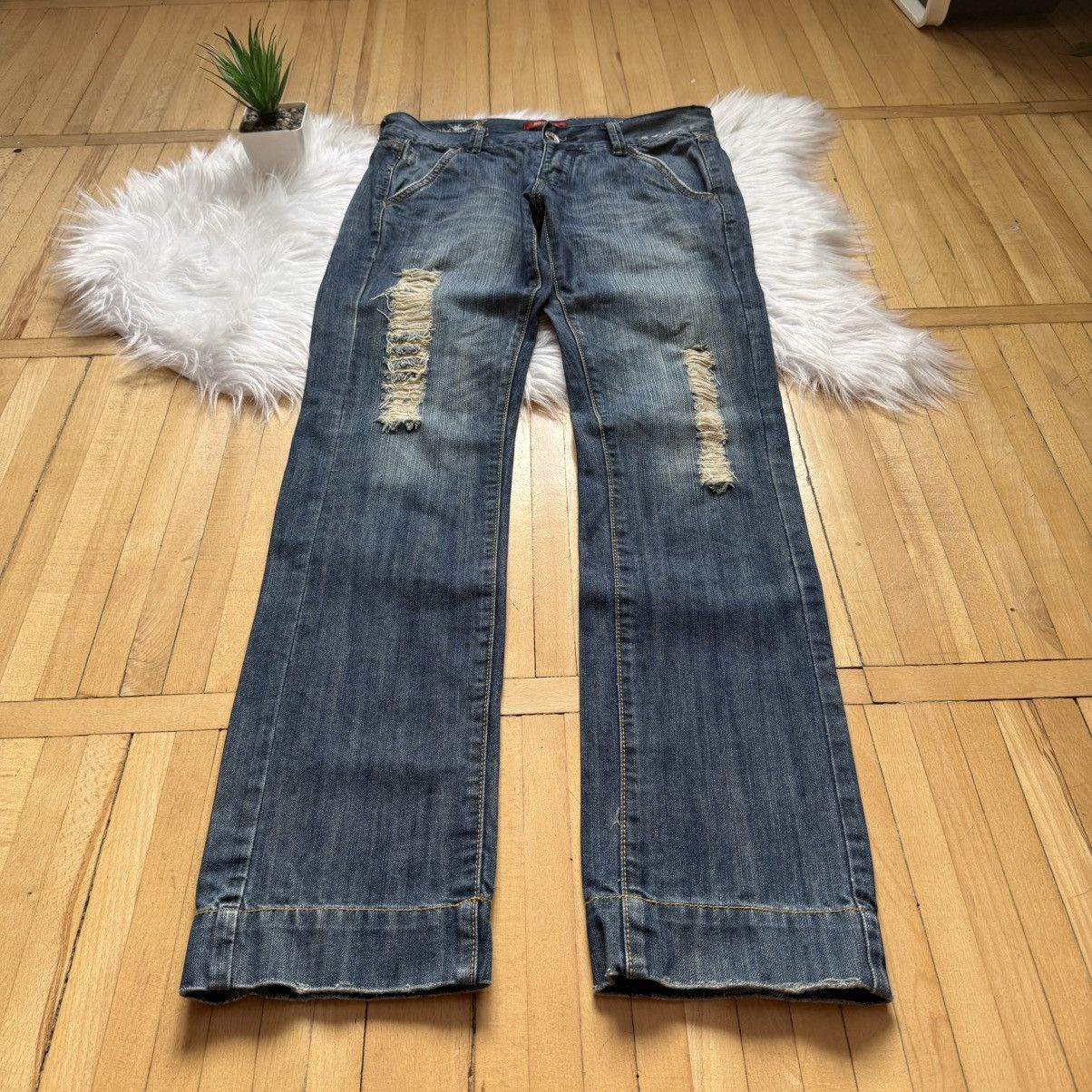 If Six Was Nine 📌Vintage Y2K Monica’s Low Rise Distress Washed Jeans Size 30" / US 8 / IT 44 - 13 Thumbnail