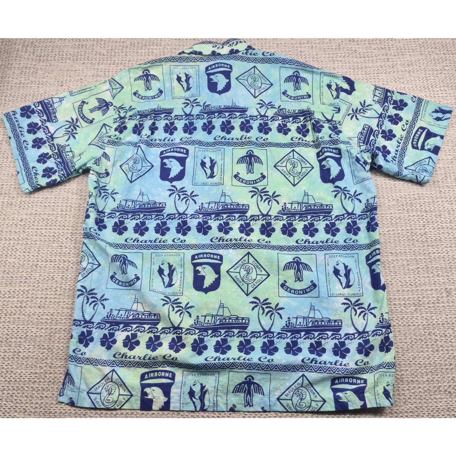 CO Rum Reggae Button Up Shirt Mens XL Hawaiian Aloha 80s 90s Beach Military Vintage Blue Cotton Short Sleeve Size US XL / EU 56 / 4 - 6 Thumbnail