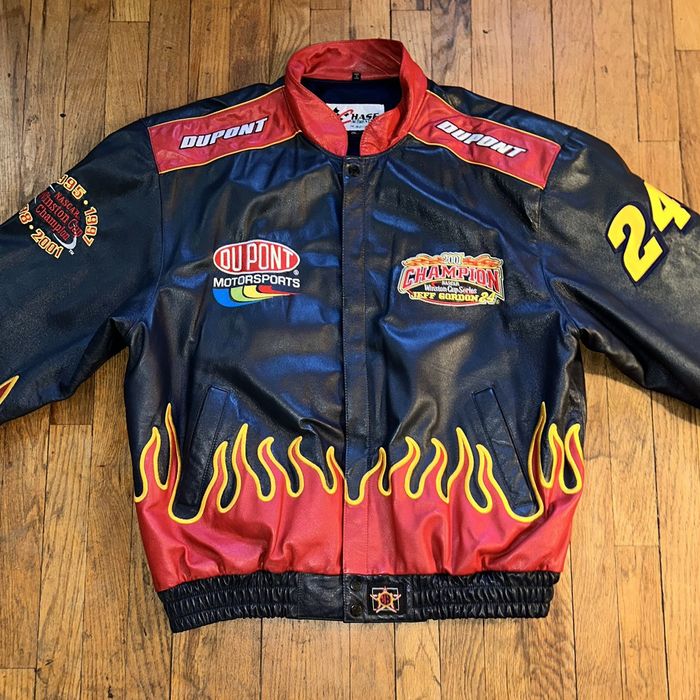 Chase Authentics Vintage Jeff Gordon fire /flames leather jacket | Grailed