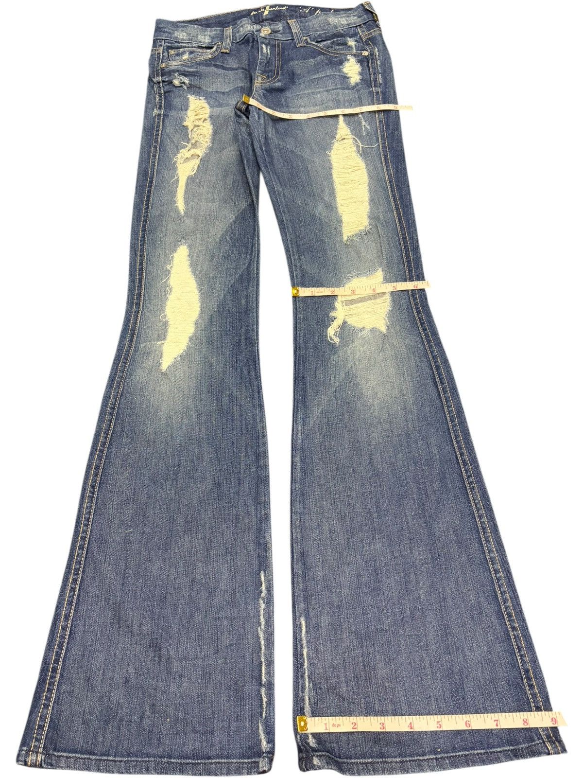 7 For All Mankind Vintage 7 For All Mankind Distress Low Rise Flare Jeans Size 27" / US 4 / IT 40 - 8 Thumbnail