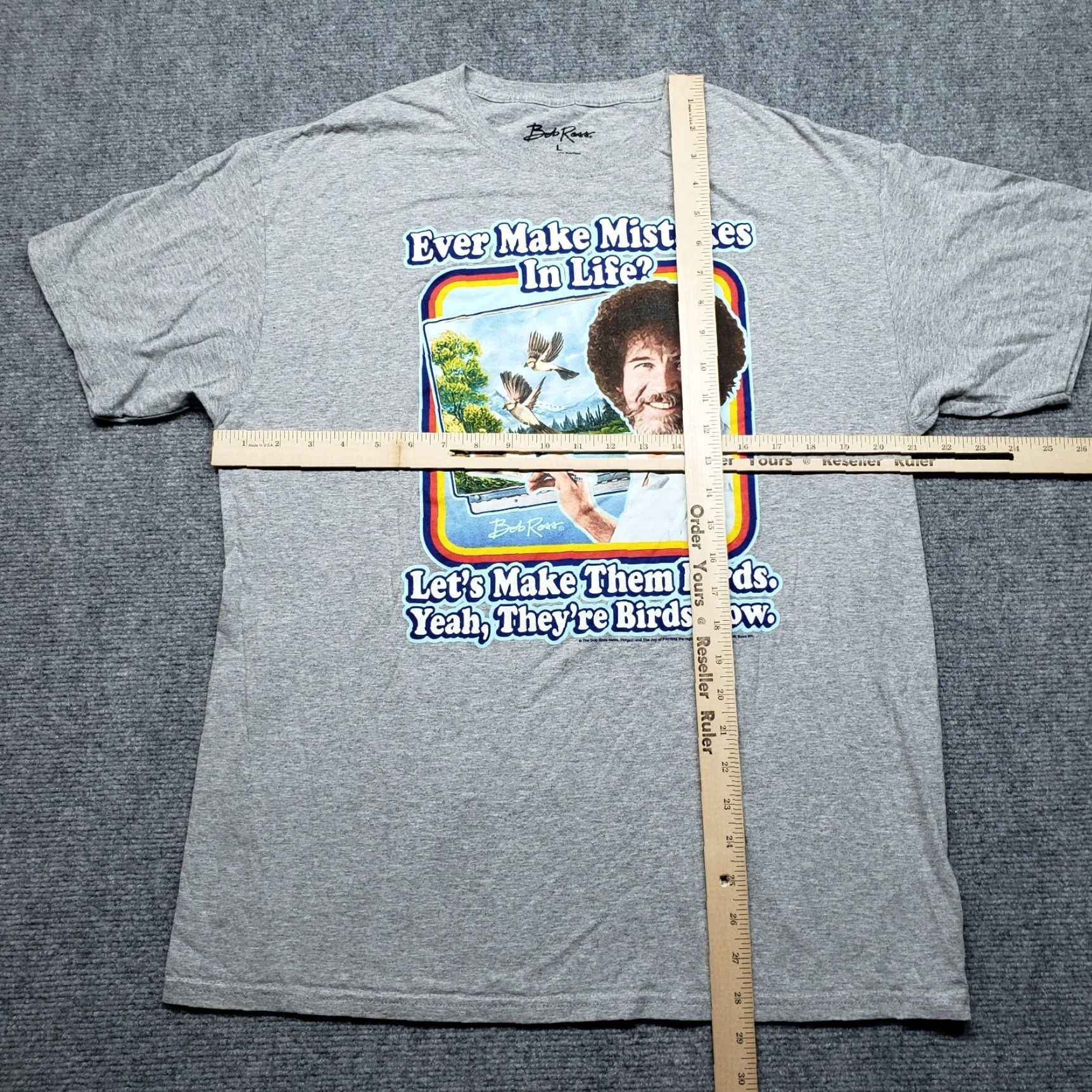 Vintage Bob Ross T-Shirt Mens L Gray Graphic Print Short Sleeve Round Neck Pullover Size US L / EU 52-54 / 3 - 5 Thumbnail