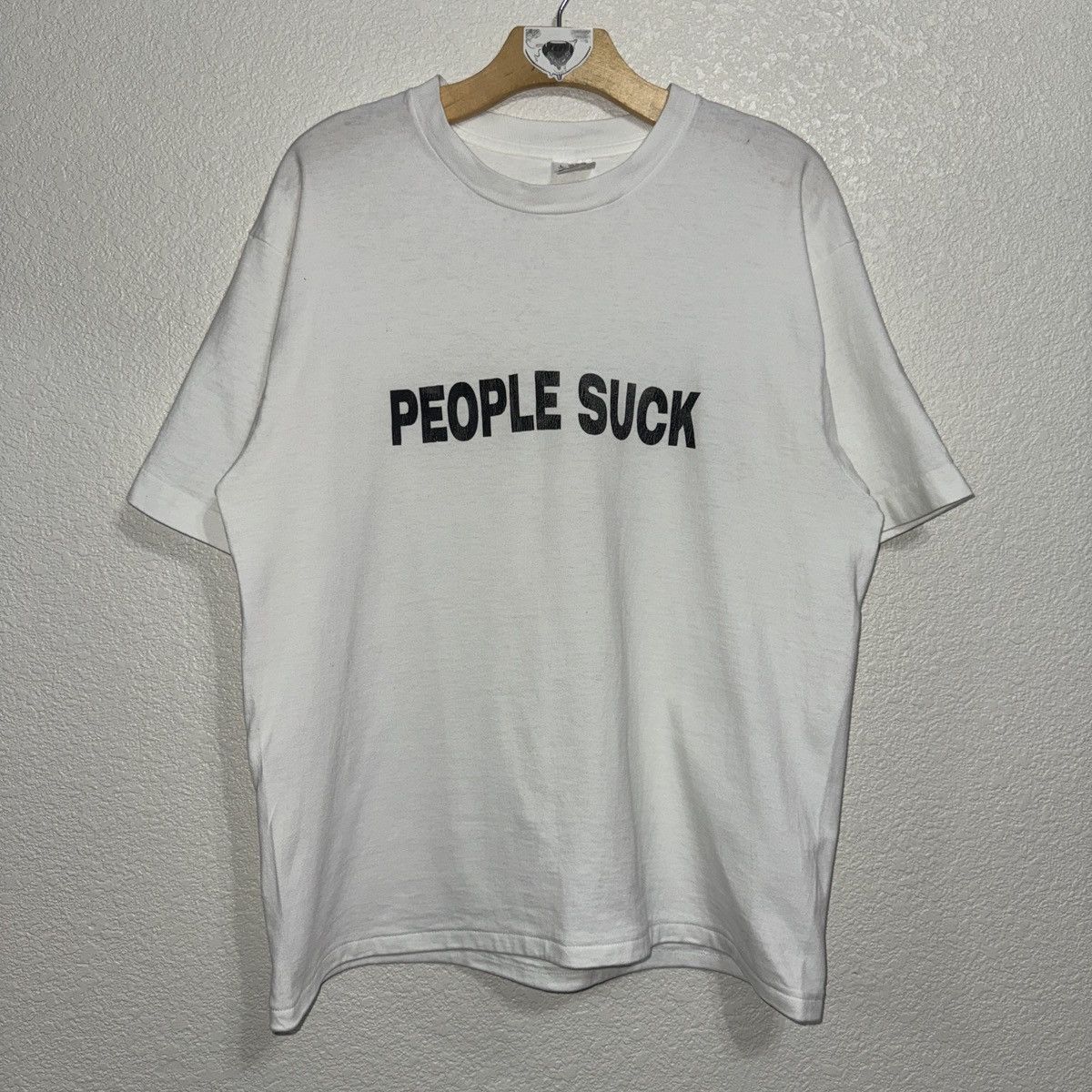 Vintage Vintage Made In USA Single Stitch White Tee “People Suck” Size US M / EU 48-50 / 2 - 1 Thumbnail