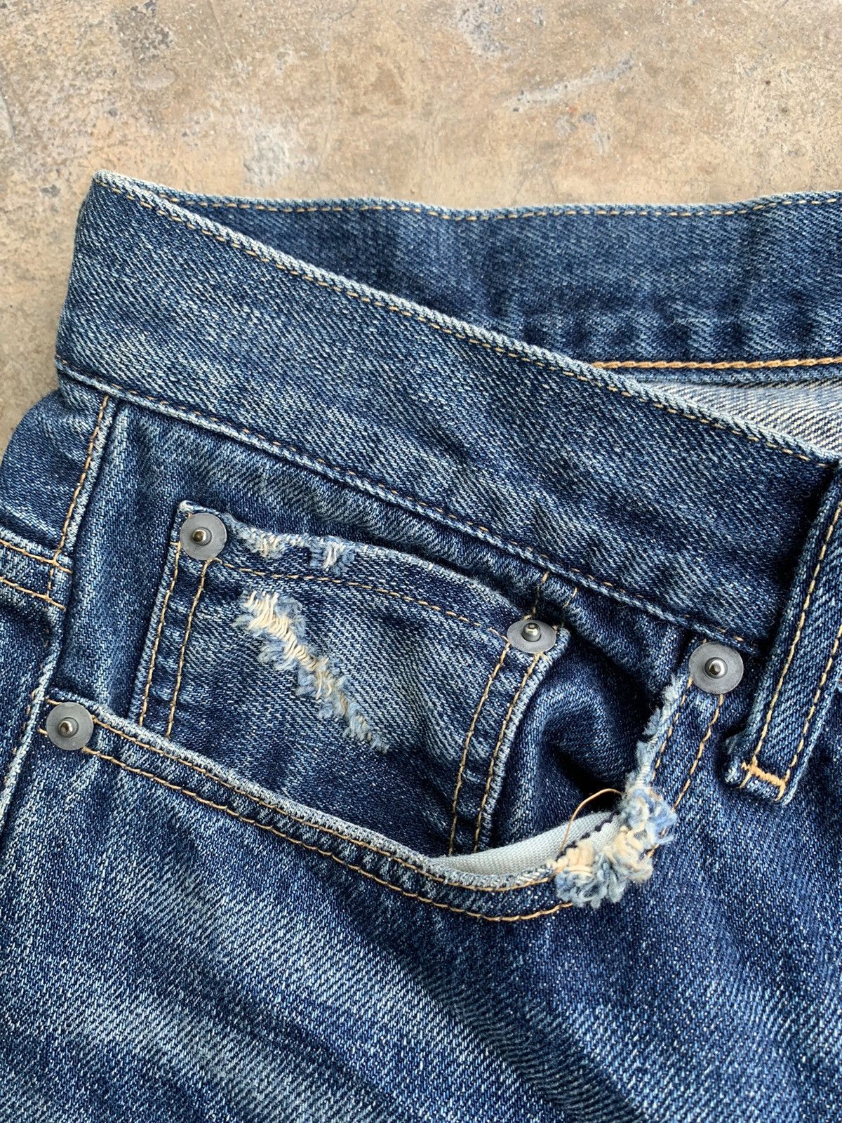 If Six Was Nine × Jean × WHIZ LIMITED Whiz Limited Japan Ripped Selvedge Distressed Denim Size US 35 - 16 Thumbnail