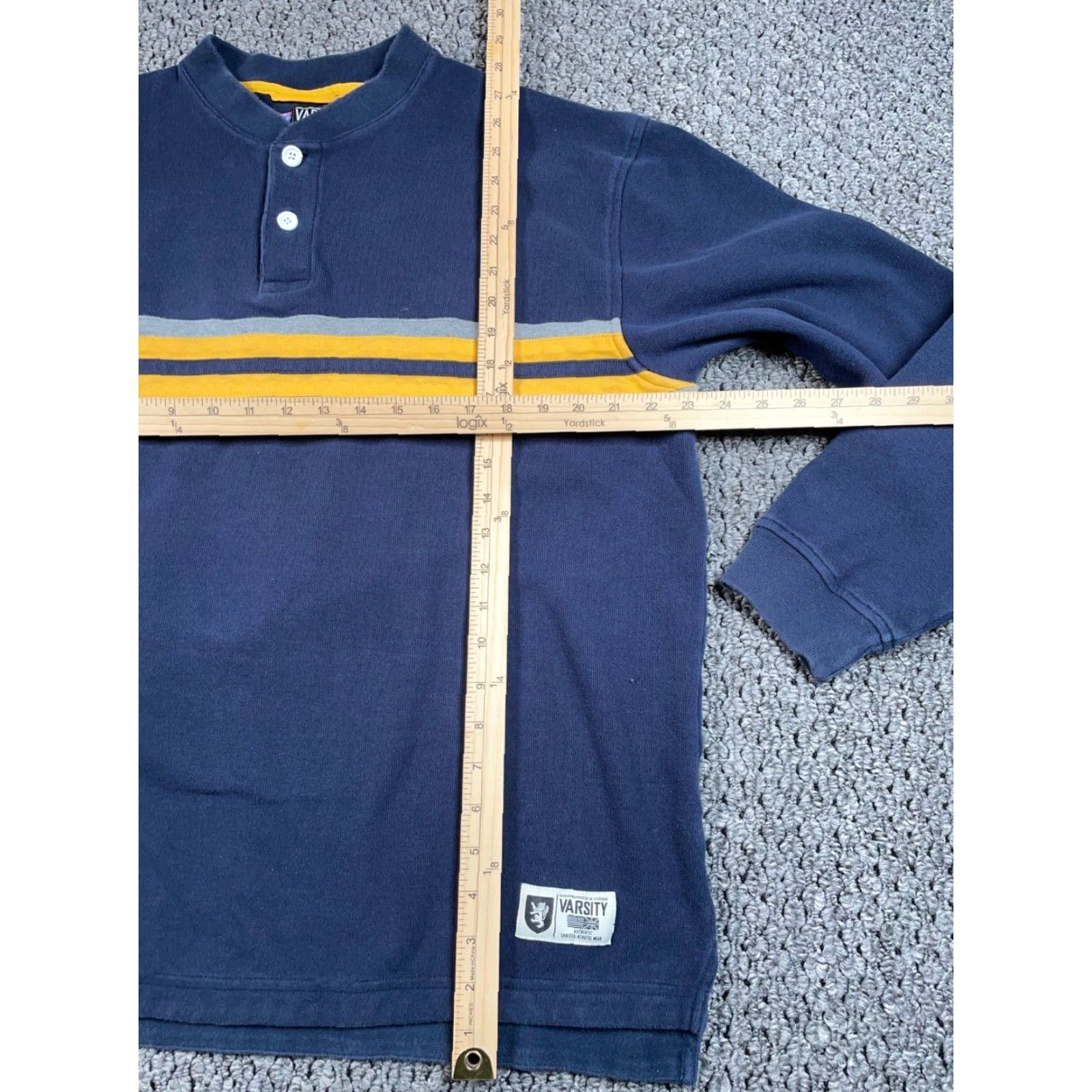 Roundtree & Yorke VINTAGE Roundtree & Yorke Rugby Style Henley Sweater Adult XL Blue Striped Crew Neck Mens XL Size US XL / EU 56 / 4 - 4 Thumbnail