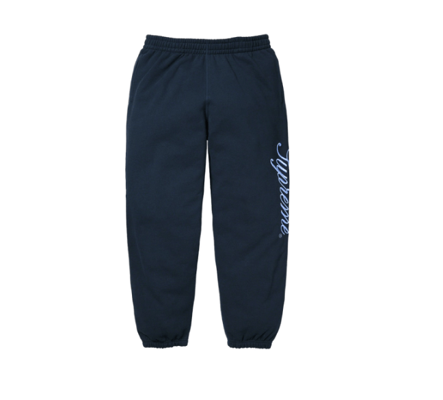 image of Hypebeast x Supreme Raised Script Sweatpant Navy • Xl, Men's (Size 38)