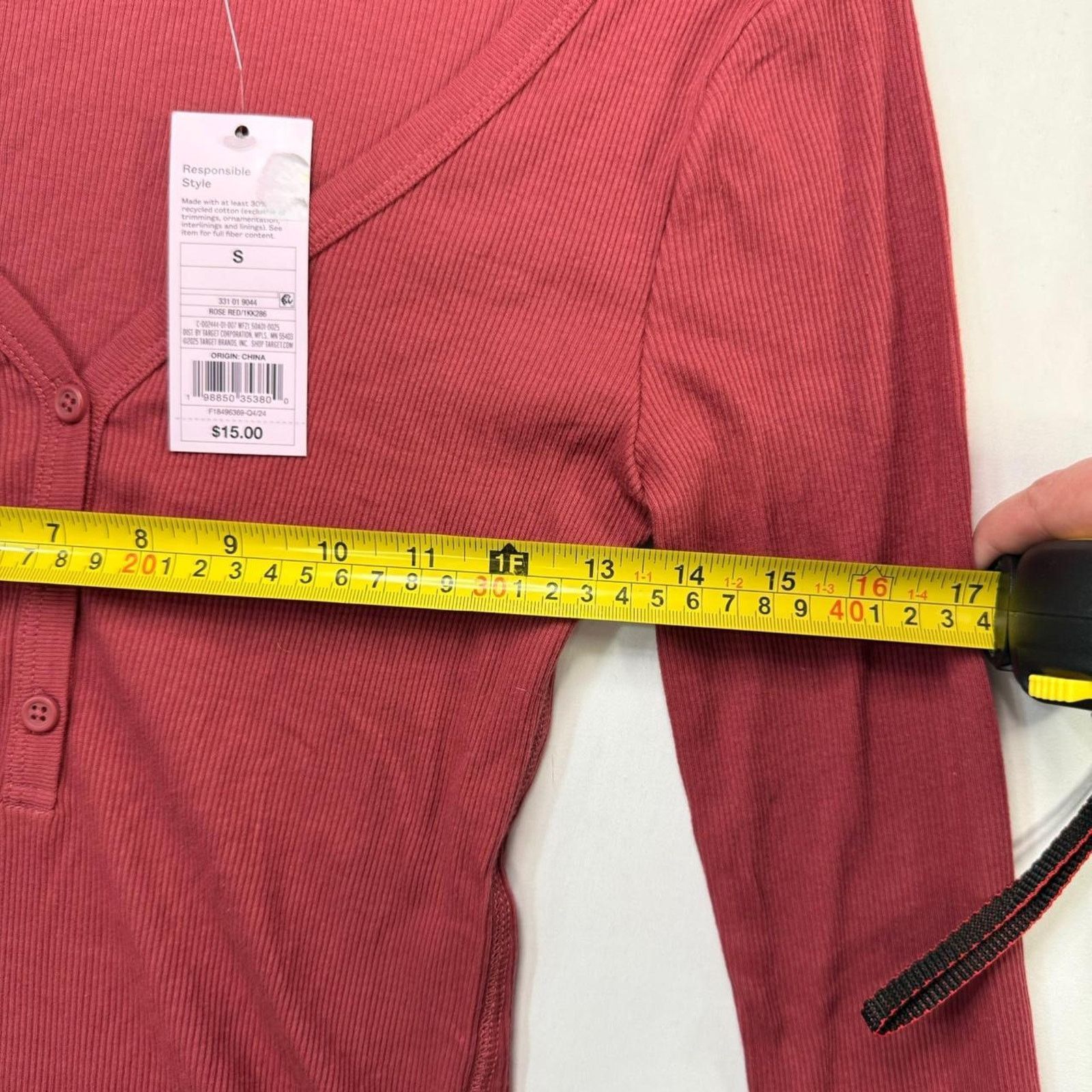 & Other Stories NWT Trendy Red long sleeve Henley Y2K shirt Sz S Size S / US 4 / IT 40 - 3 Thumbnail