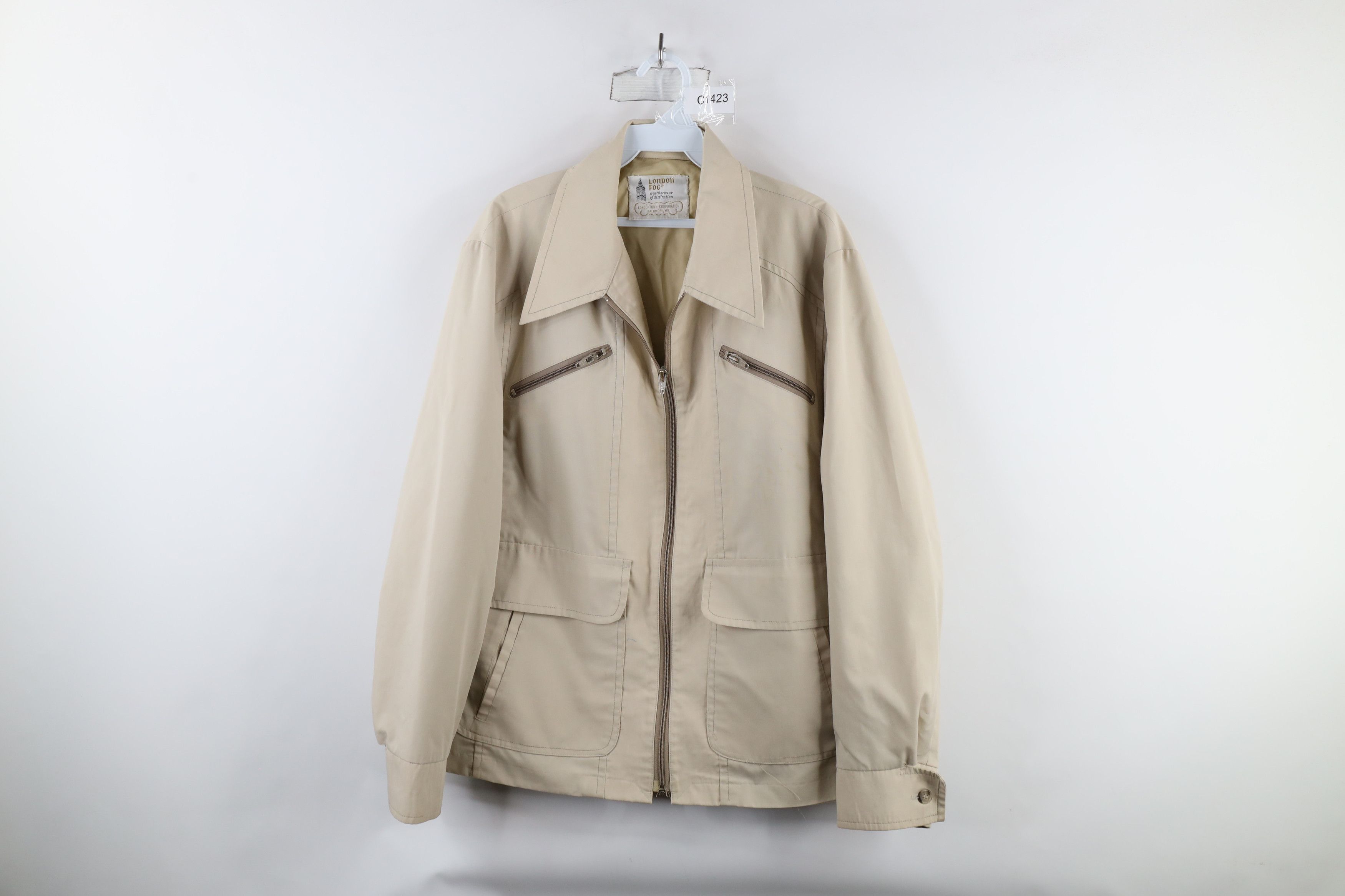 Vintage Vintage 70s Streetwear Buckle Back Full Zip Jacket Beige USA Size US L / EU 52-54 / 3 - 1 Thumbnail