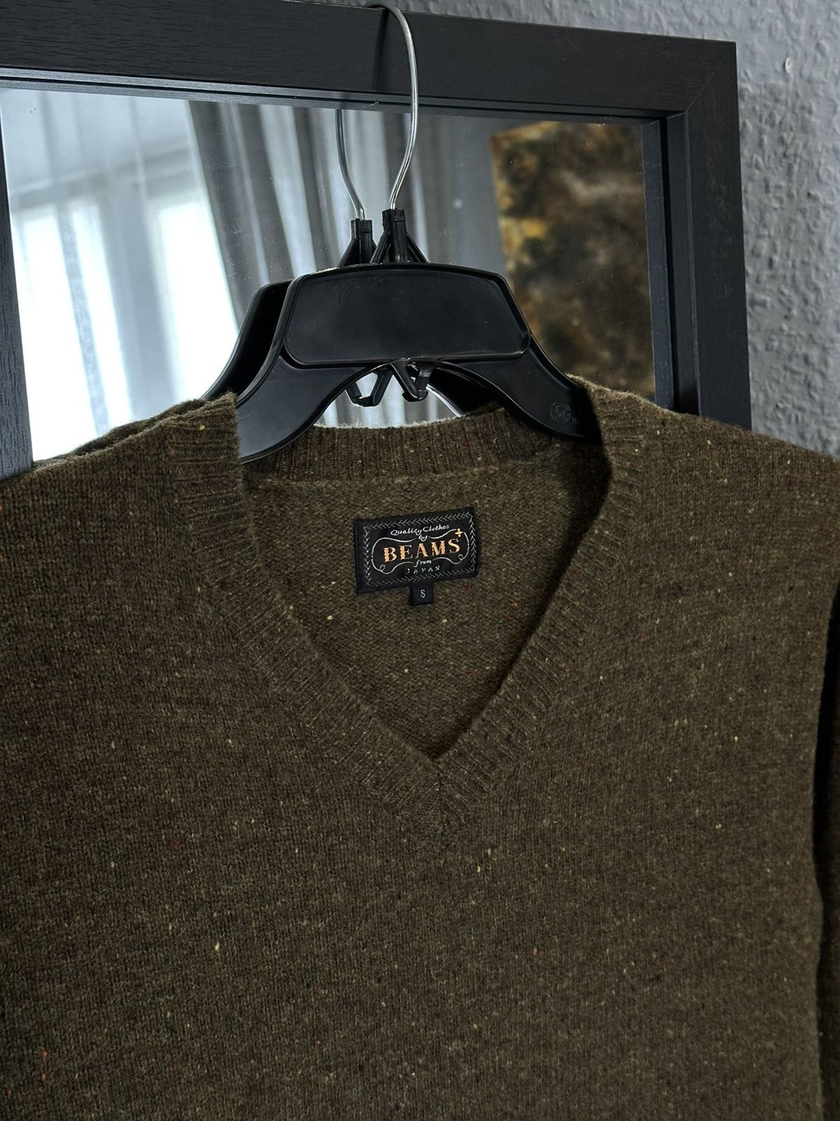 Beams Japan BEAMS Wool V-Neck Sweater — Olive Donegal Size US S / EU 44-46 / 1 - 4 Thumbnail