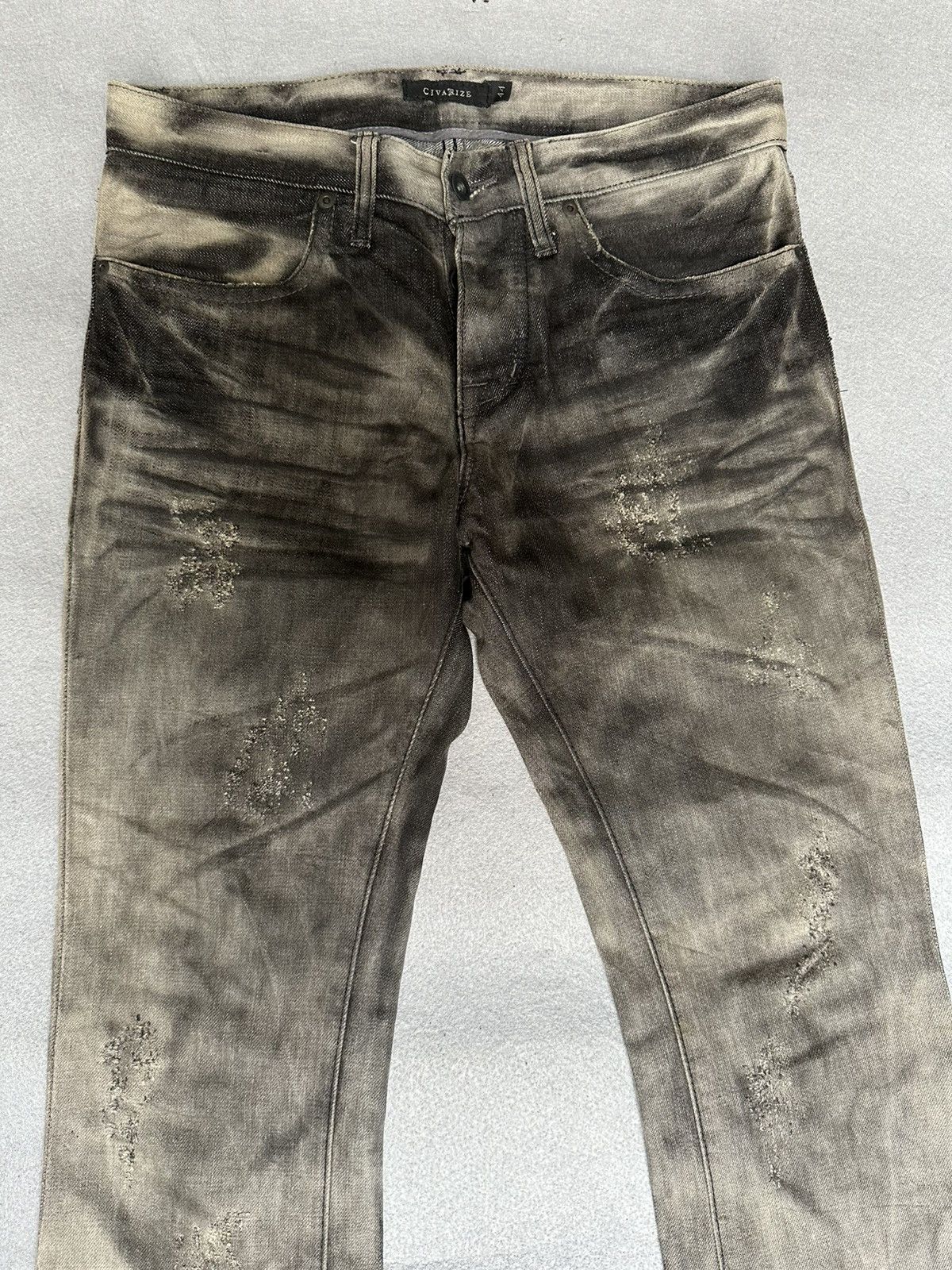 Japanese Brand FLARE Civarizie Distressed Release Leg Denim Size US 31 - 4 Thumbnail