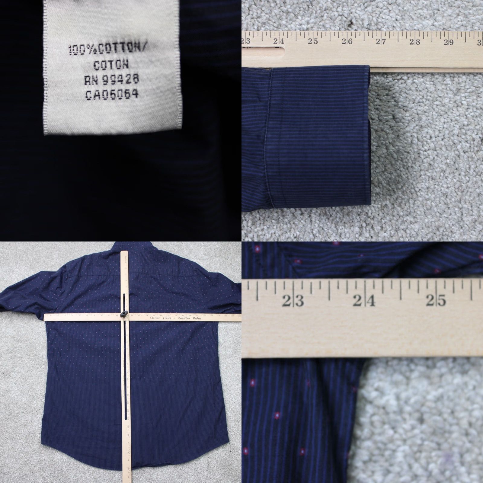 BUGATCHI Bugatchi Shirt Mens Large Blue/Purple Geometric Button-Up Long Sleeve Size US L / EU 52-54 / 3 - 8 Thumbnail