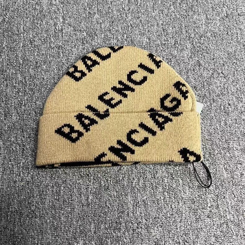 Balenciaga balenciaga's latest khaki cashmere logo cold hat-2507 Size ONE SIZE - 4 Thumbnail